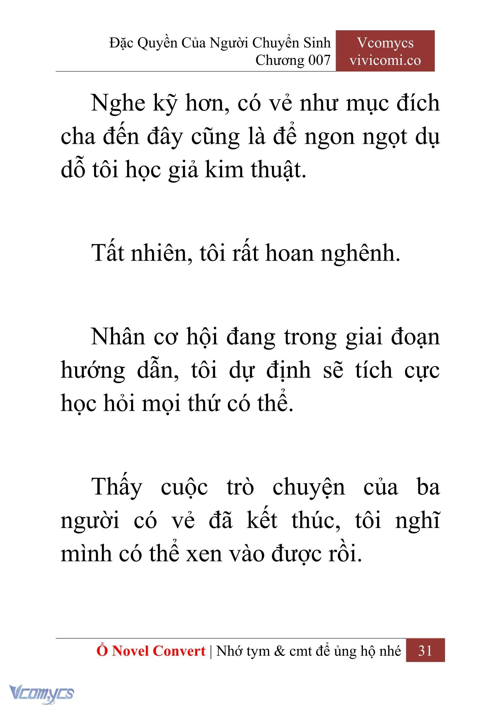 [Novel] Đặc Quyền Của Người Chuyển Sinh Chapter  7 - 33