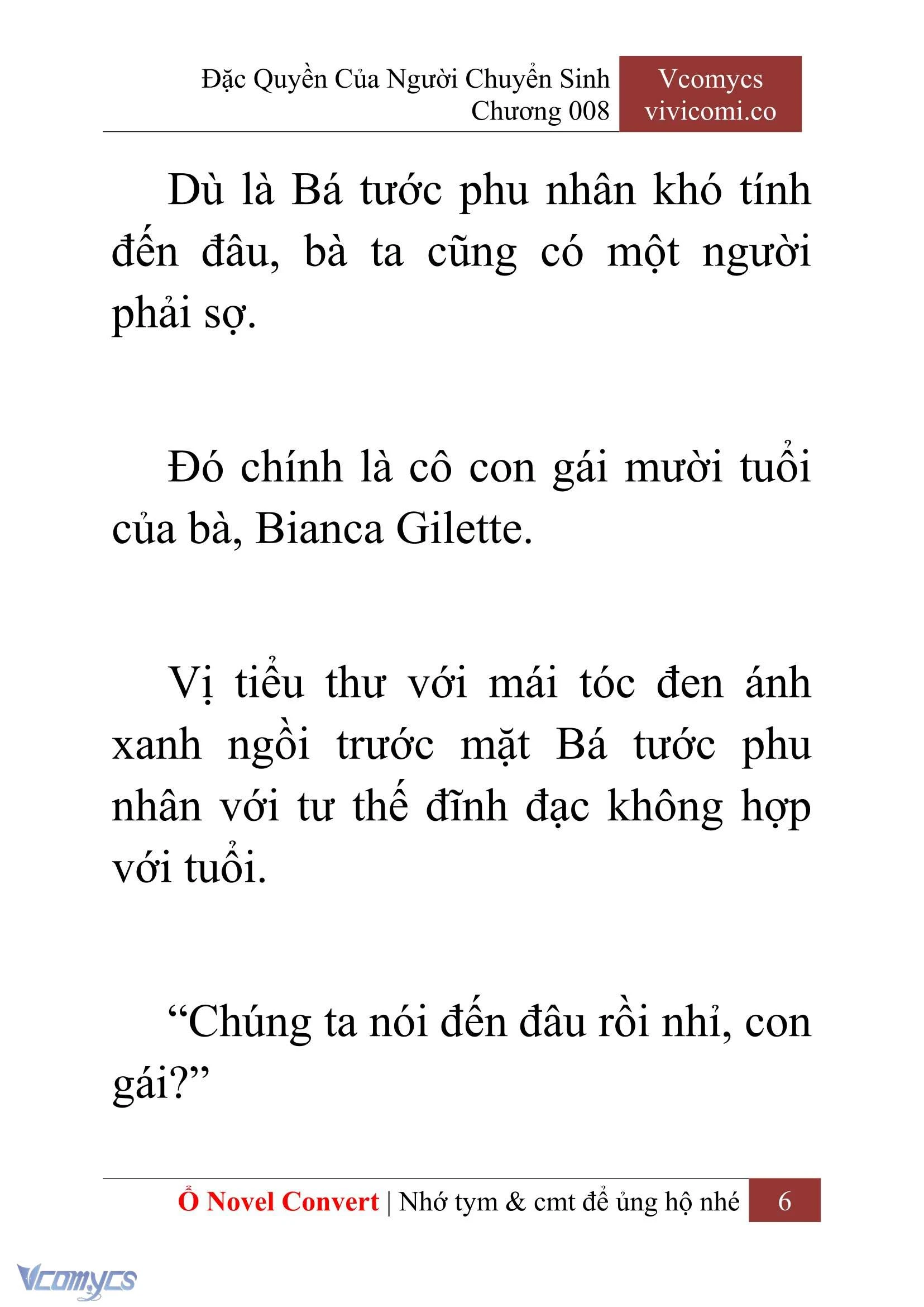 [Novel] Đặc Quyền Của Người Chuyển Sinh Chapter  8 - 8