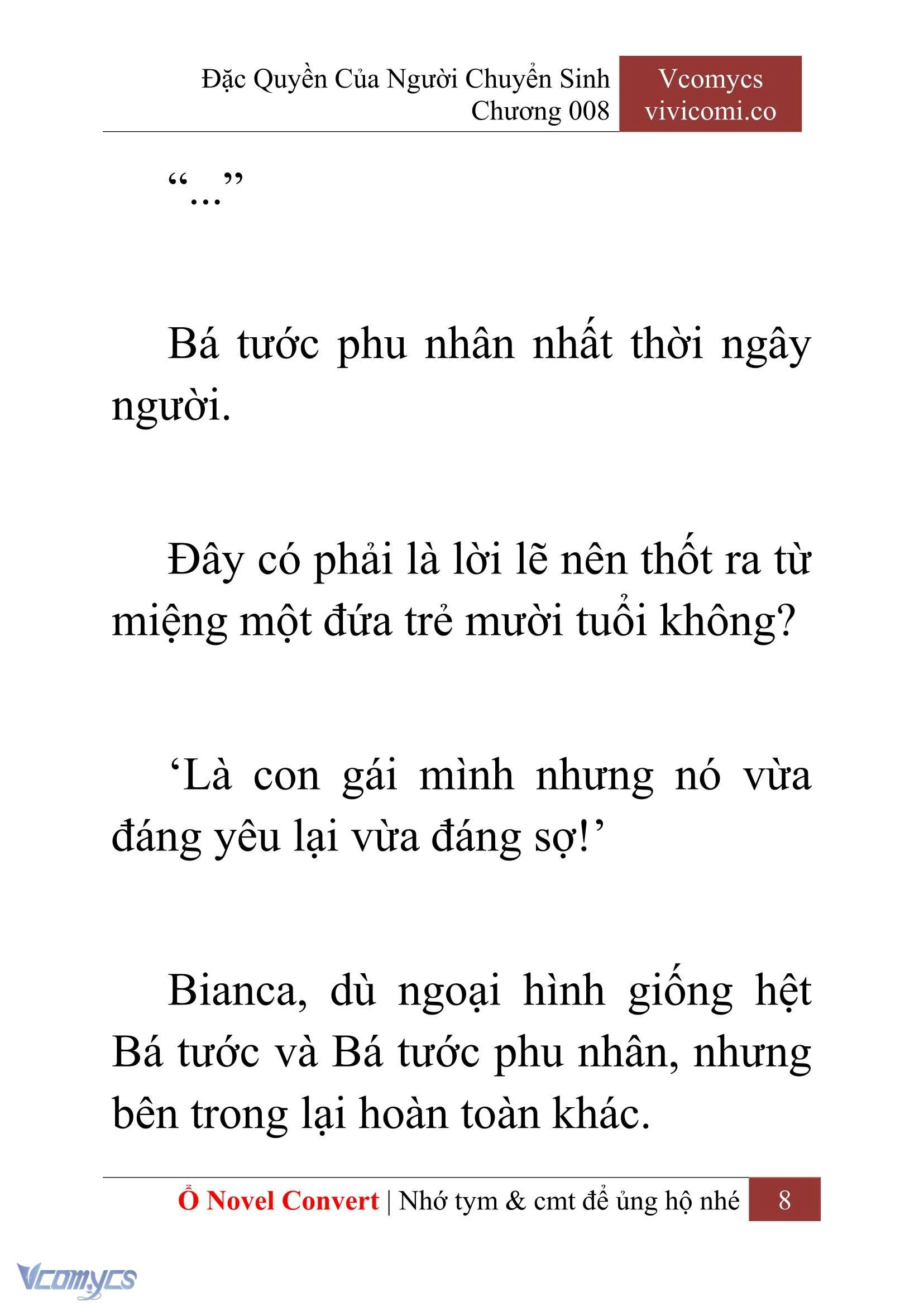 [Novel] Đặc Quyền Của Người Chuyển Sinh Chapter  8 - 10