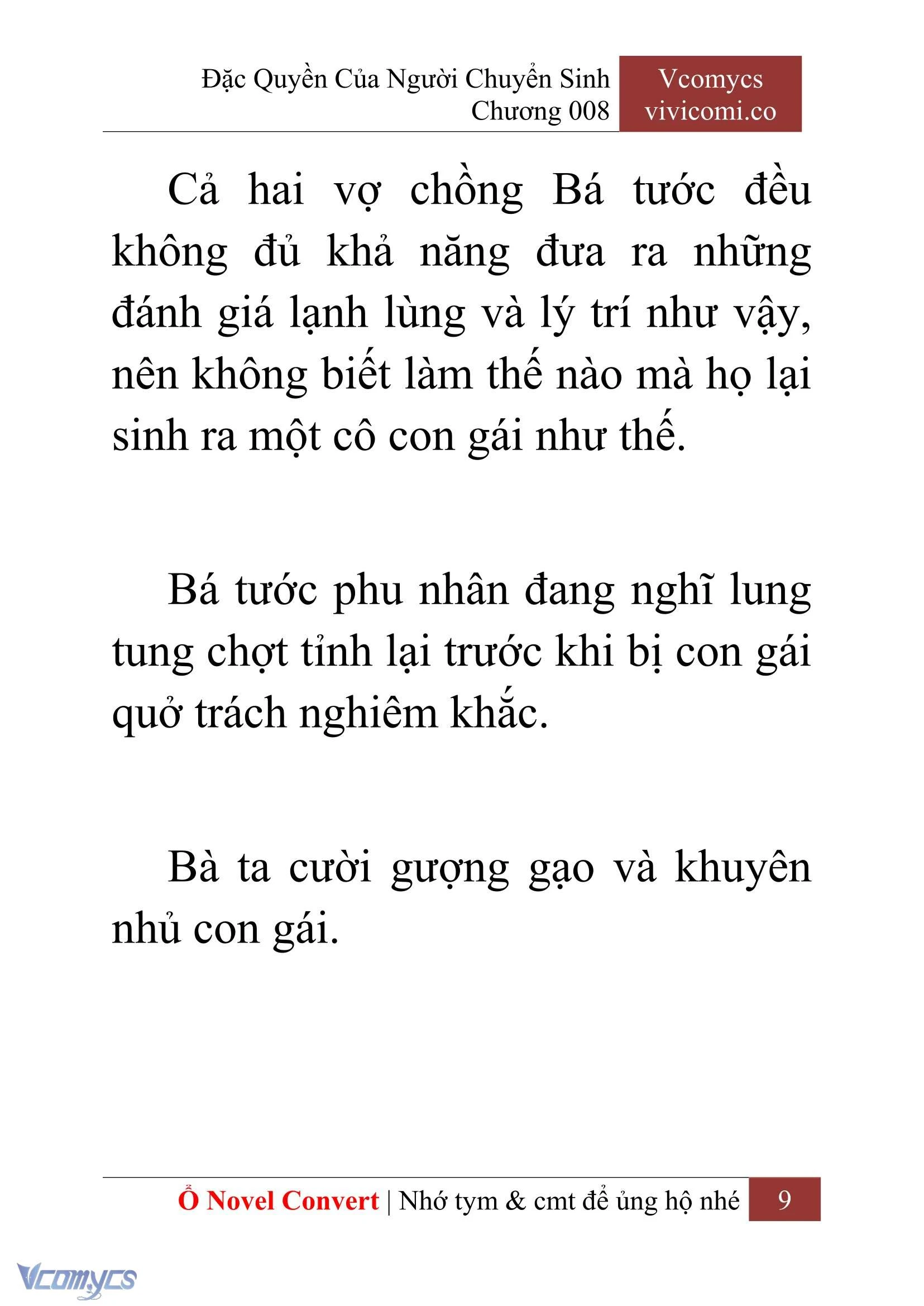 [Novel] Đặc Quyền Của Người Chuyển Sinh Chapter  8 - 11