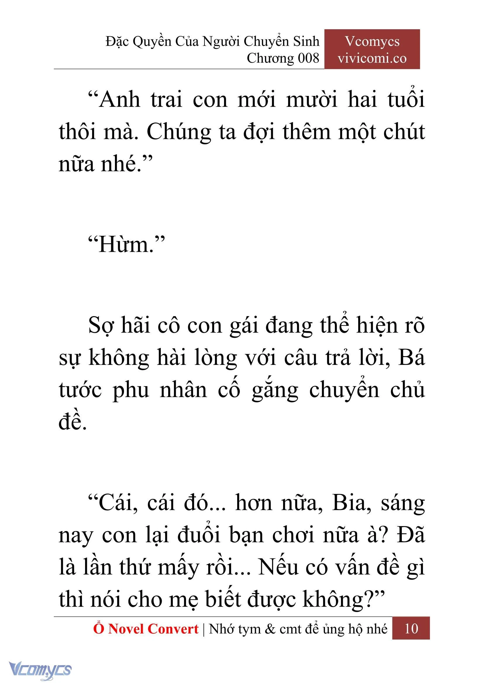 [Novel] Đặc Quyền Của Người Chuyển Sinh Chapter  8 - 12