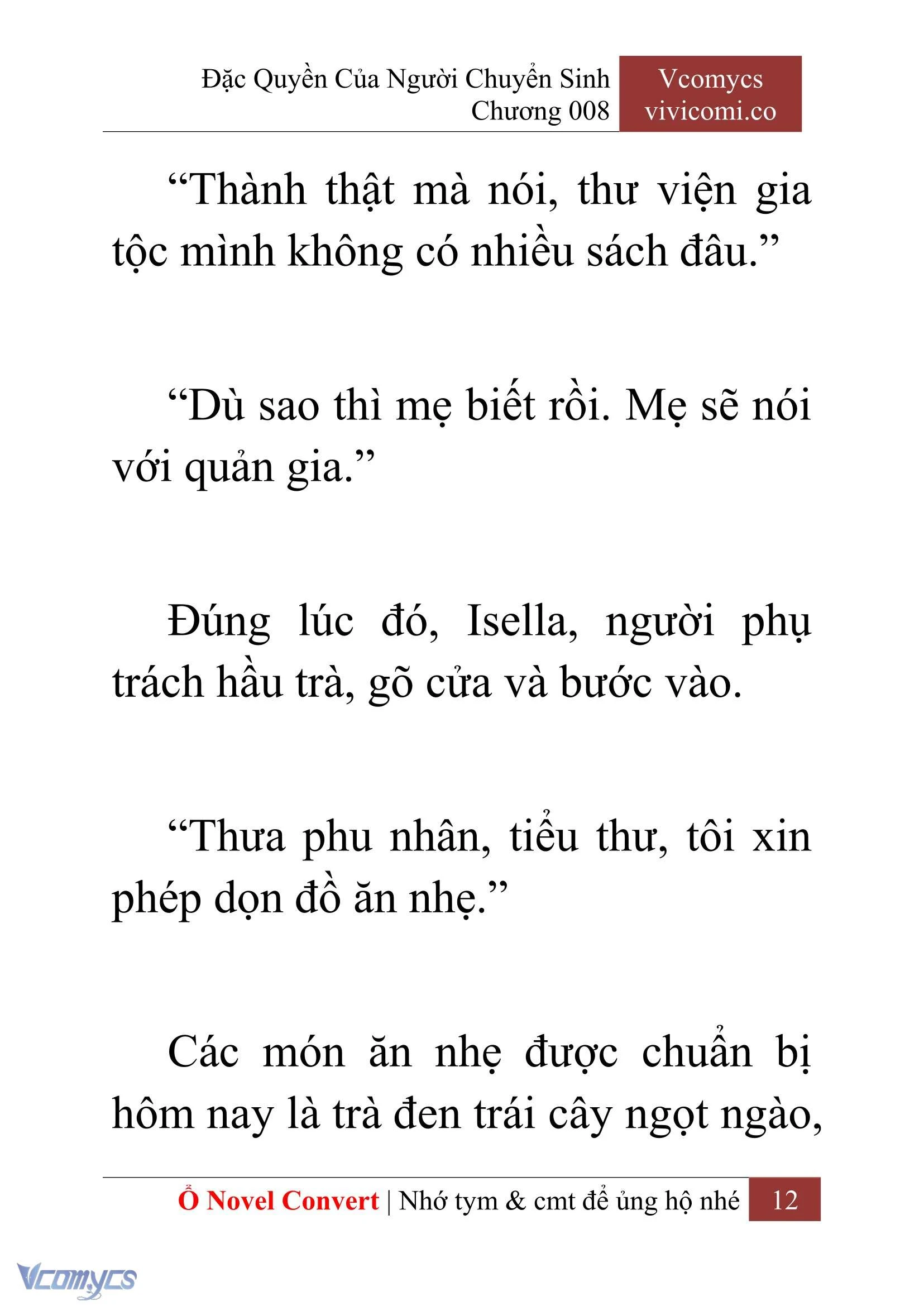 [Novel] Đặc Quyền Của Người Chuyển Sinh Chapter  8 - 14
