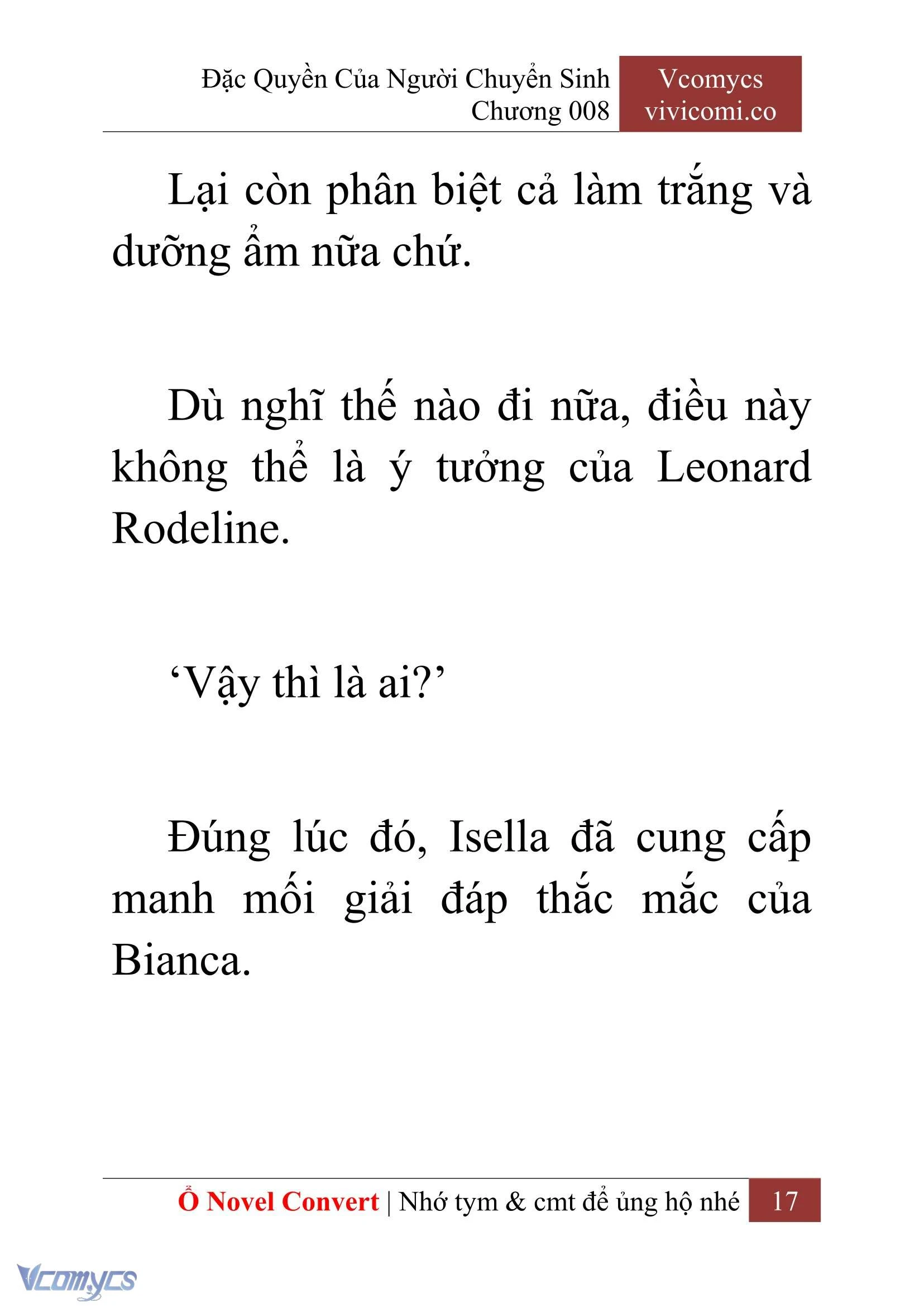 [Novel] Đặc Quyền Của Người Chuyển Sinh Chapter  8 - 19