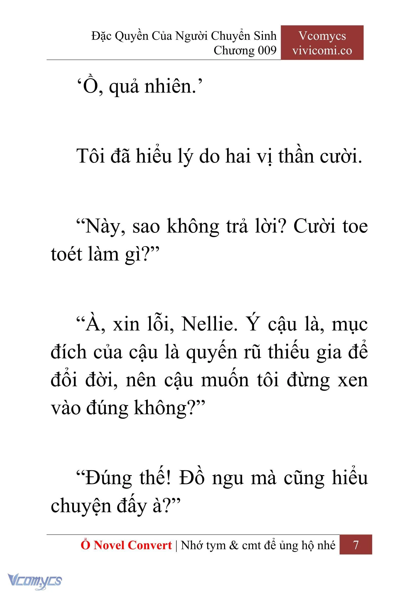 [Novel] Đặc Quyền Của Người Chuyển Sinh Chapter  9 - 9