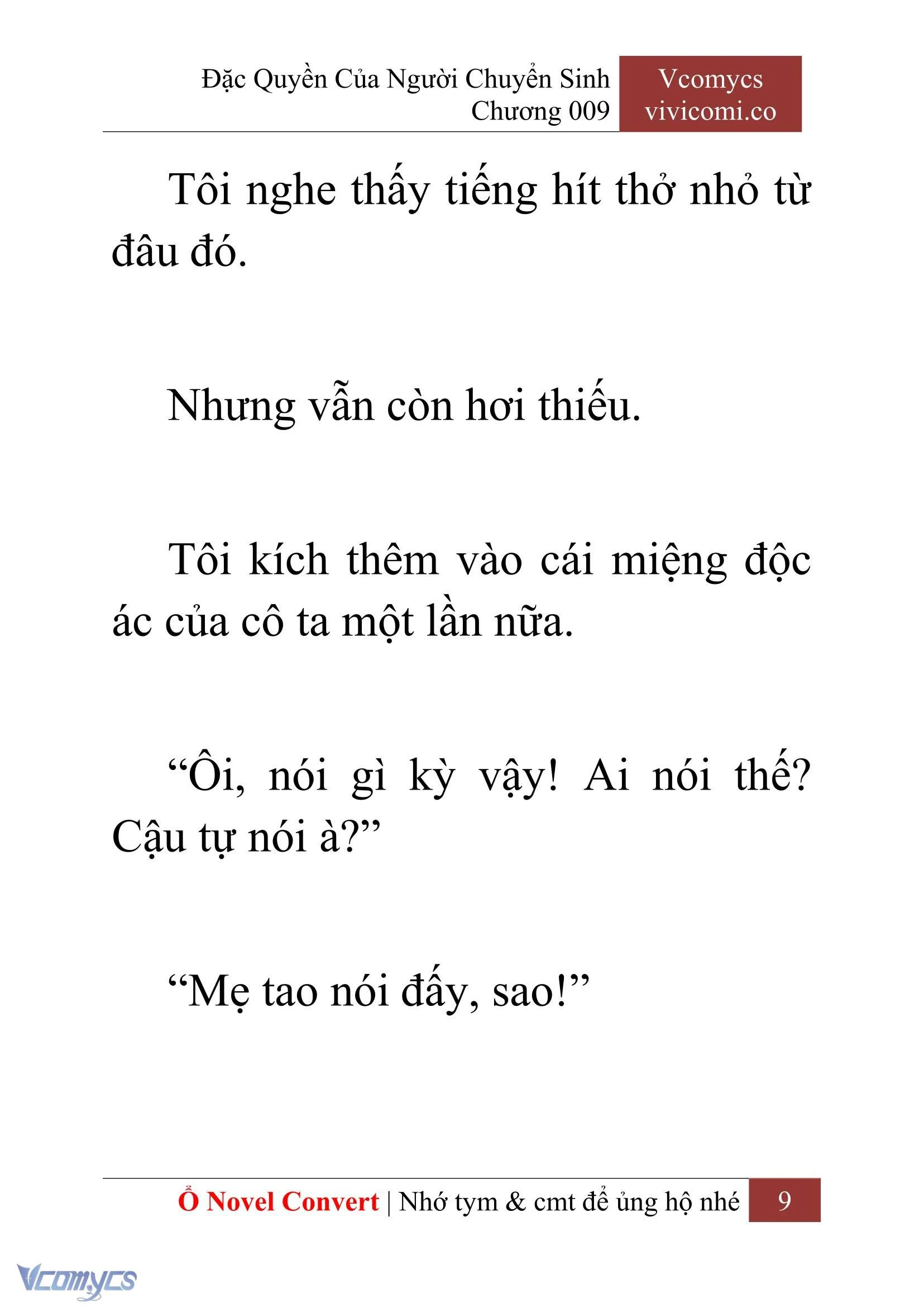 [Novel] Đặc Quyền Của Người Chuyển Sinh Chapter  9 - 11