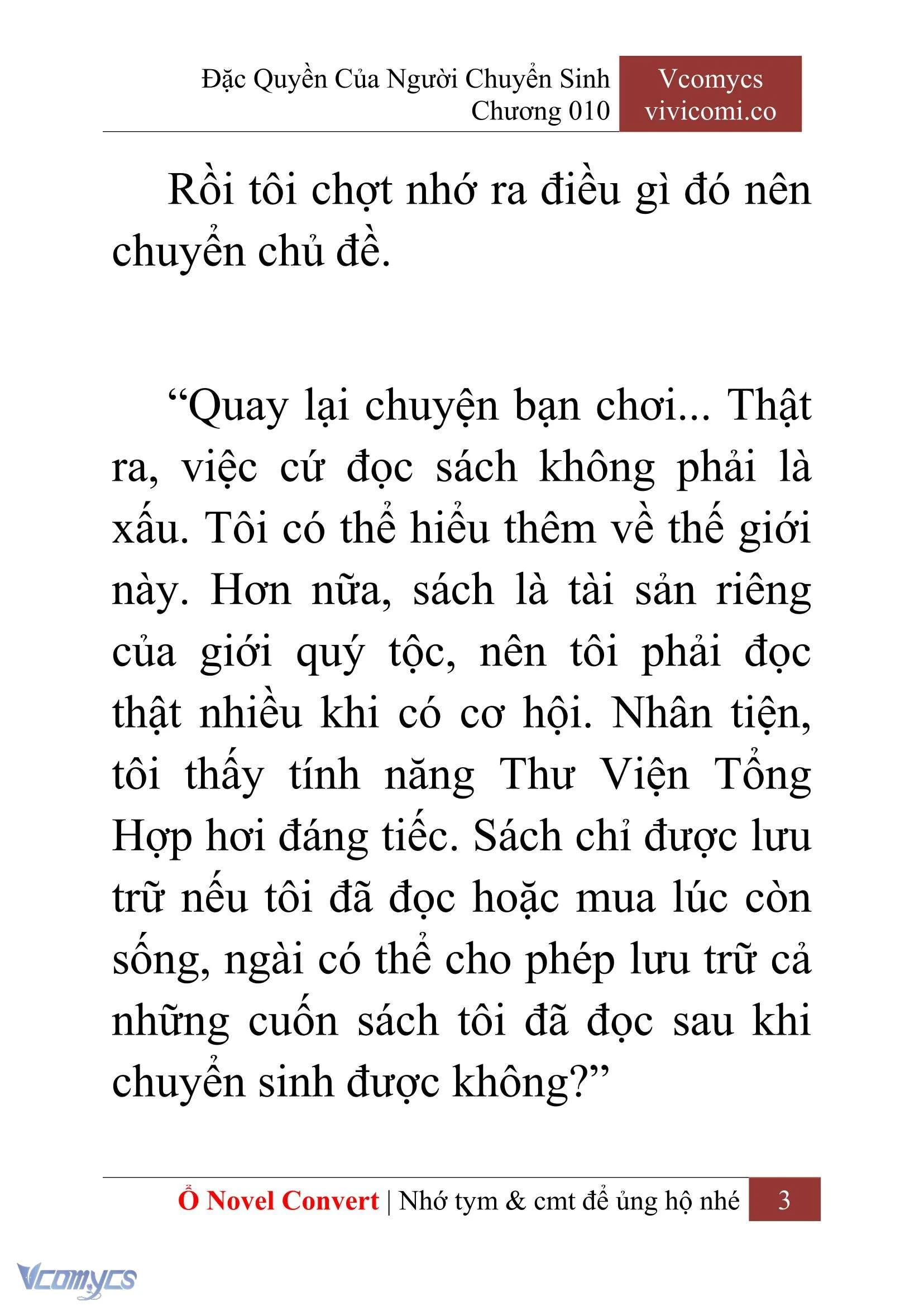[Novel] Đặc Quyền Của Người Chuyển Sinh Chapter  10 - 5