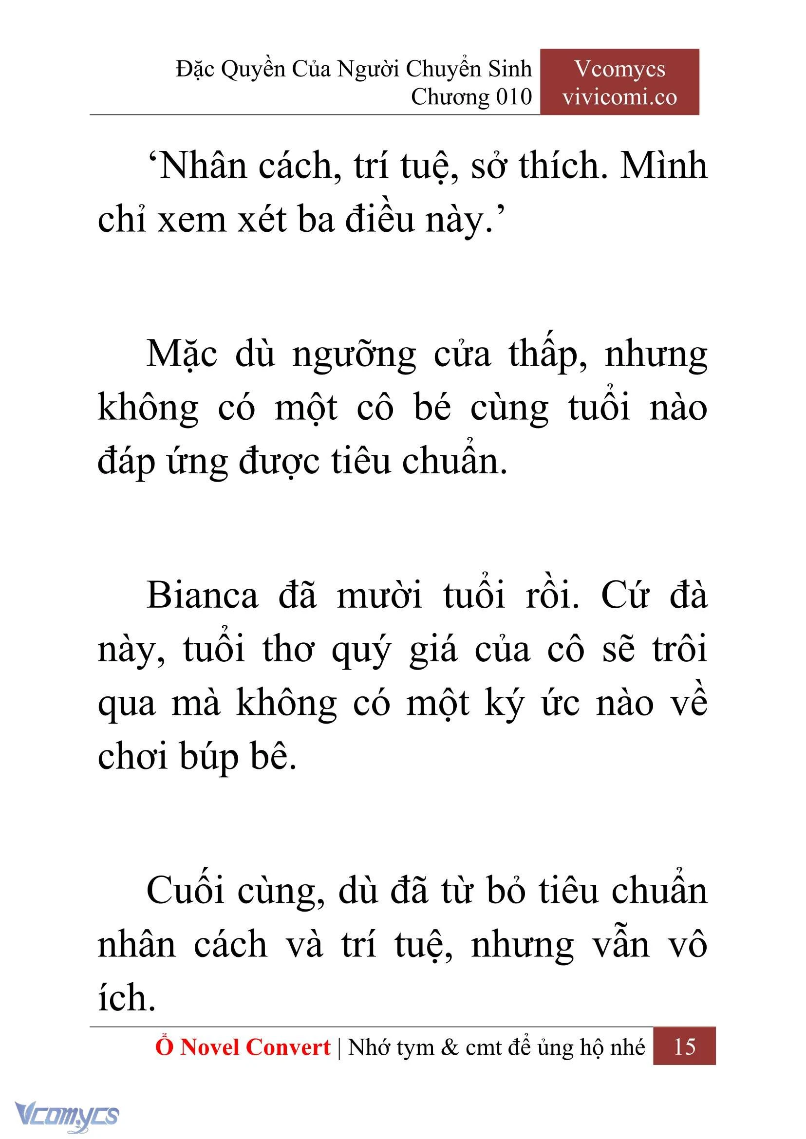 [Novel] Đặc Quyền Của Người Chuyển Sinh Chapter  10 - 17