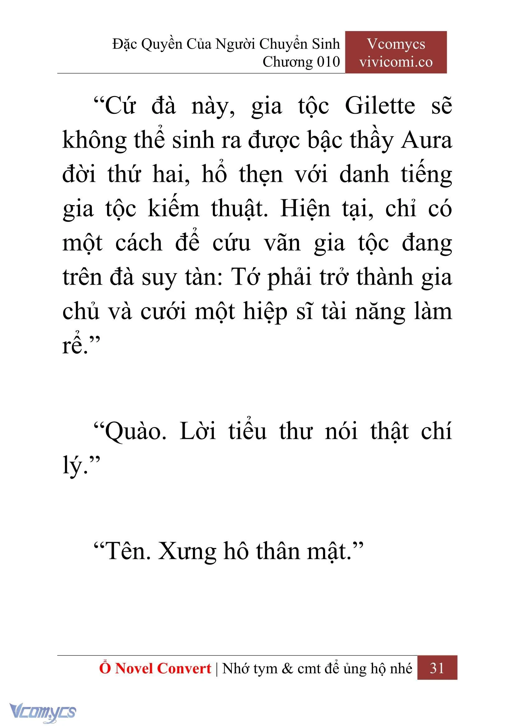 [Novel] Đặc Quyền Của Người Chuyển Sinh Chapter  10 - 33