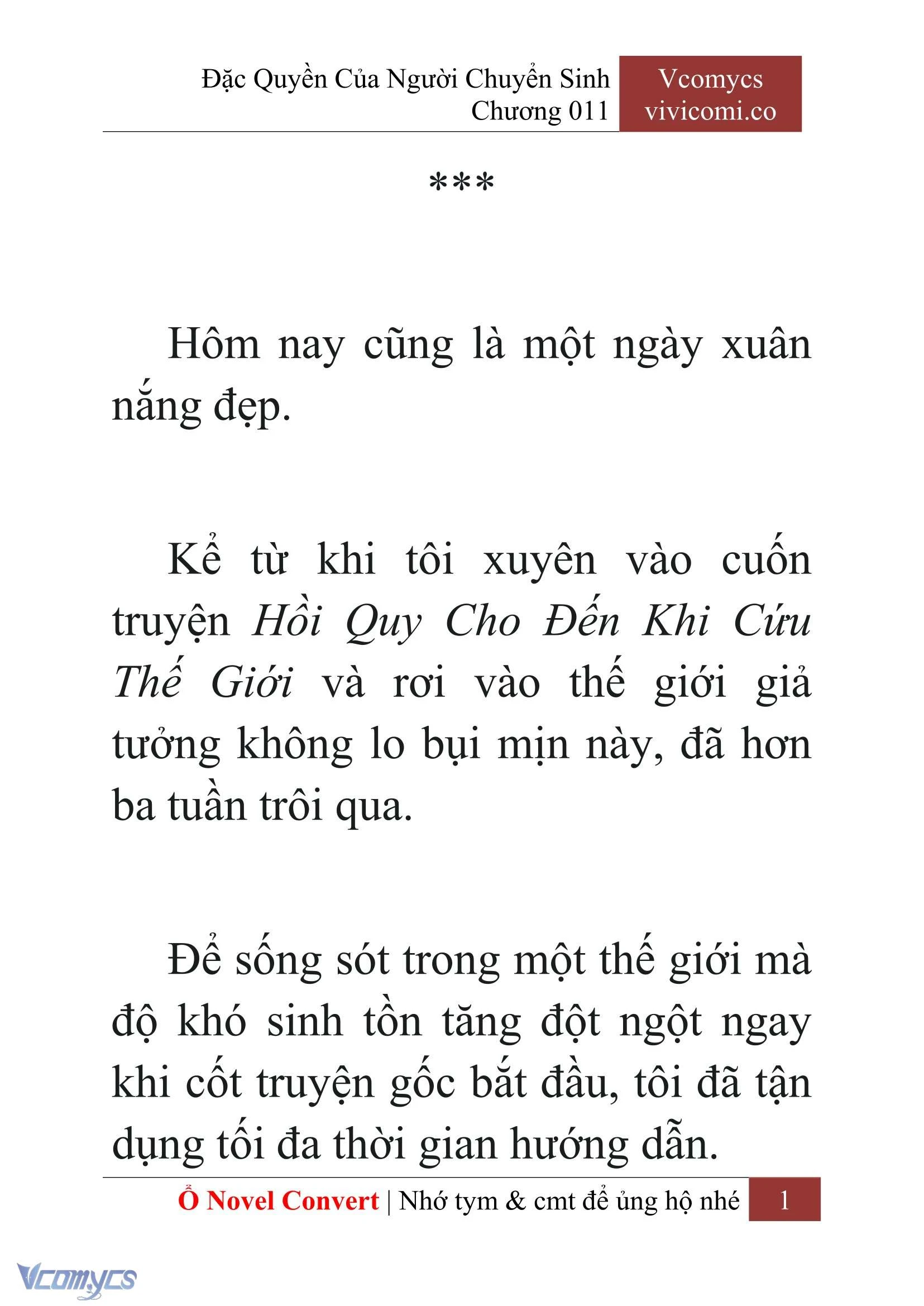 [Novel] Đặc Quyền Của Người Chuyển Sinh Chapter  11 - 3