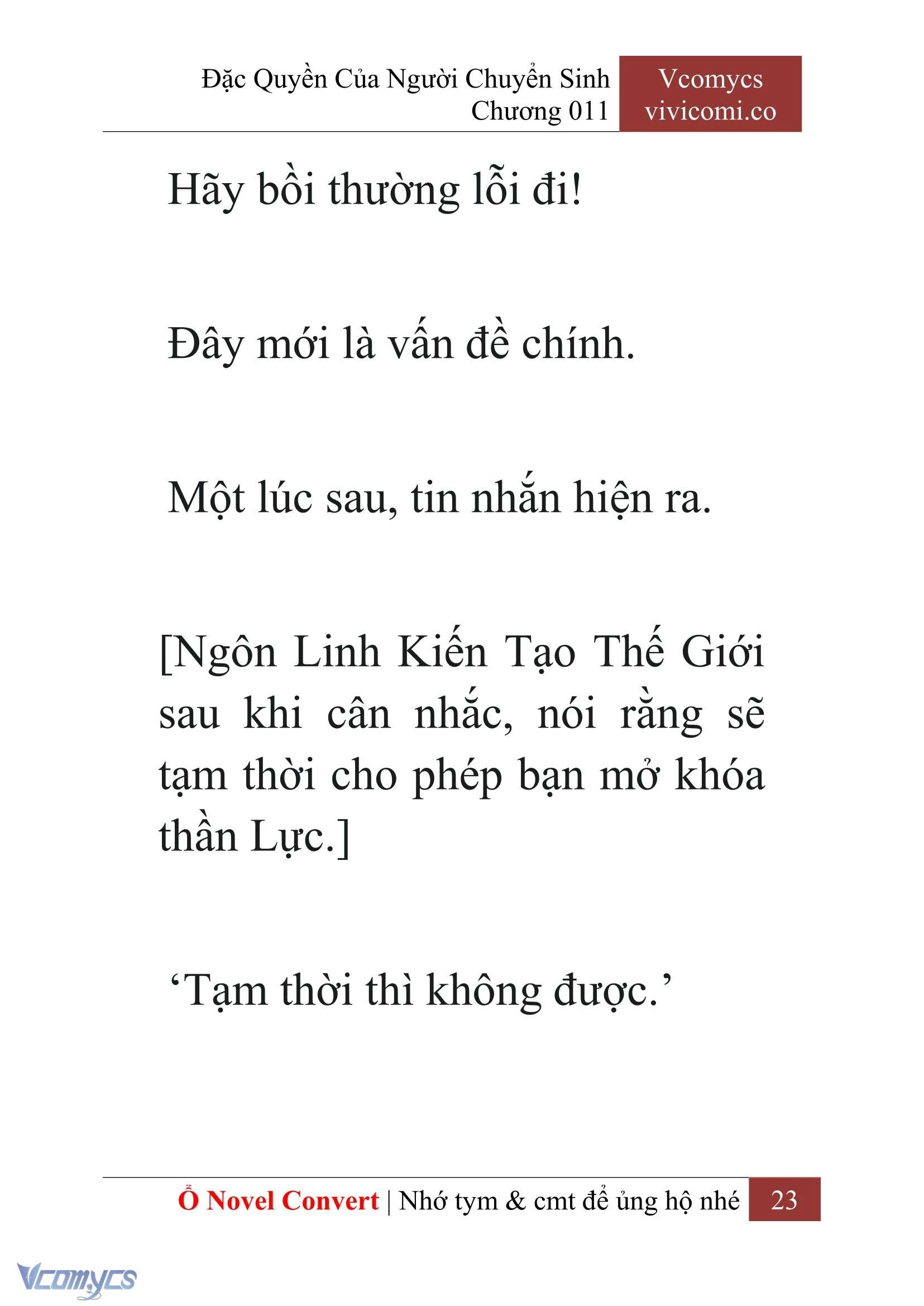 [Novel] Đặc Quyền Của Người Chuyển Sinh Chapter  11 - 25