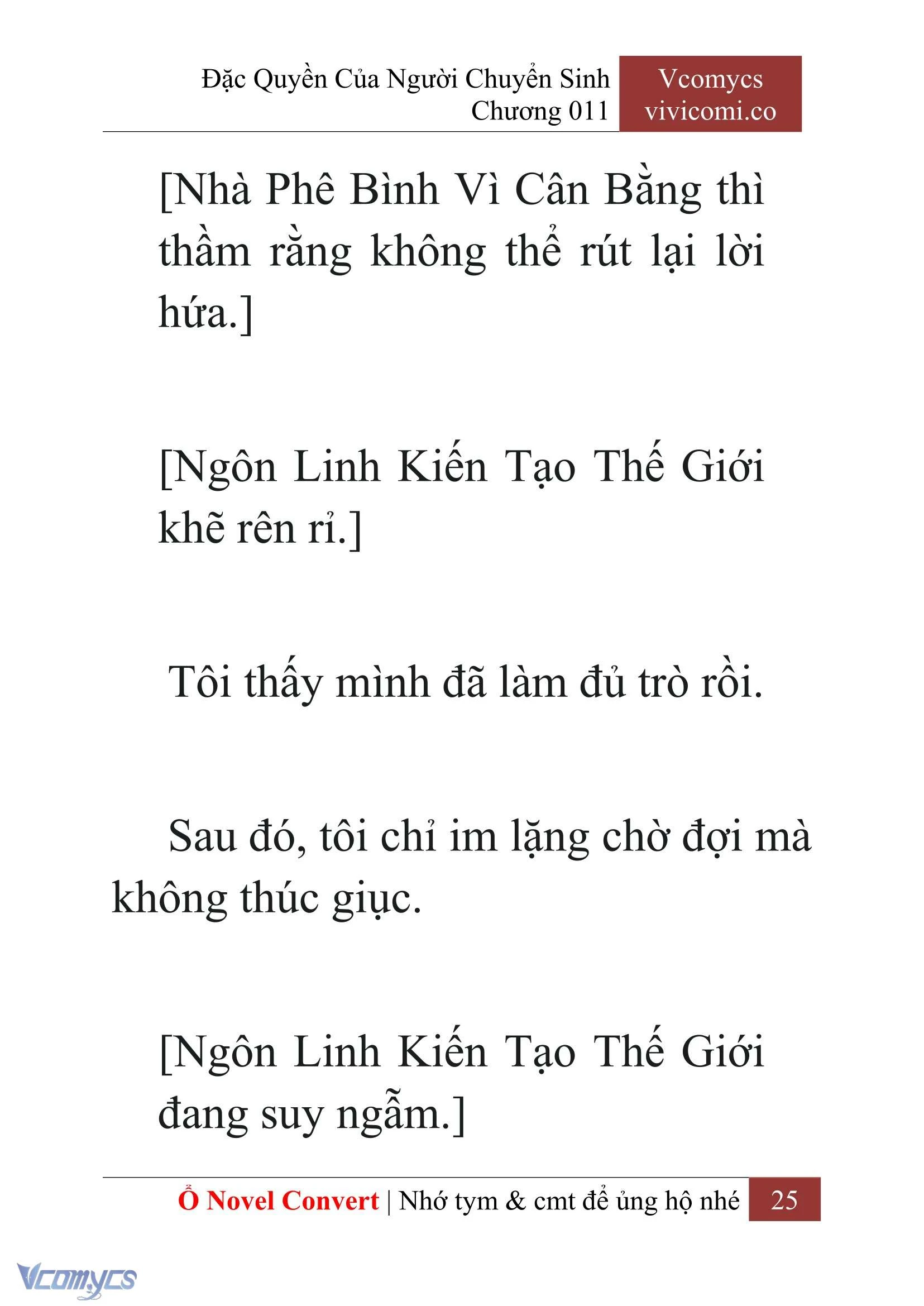[Novel] Đặc Quyền Của Người Chuyển Sinh Chapter  11 - 27
