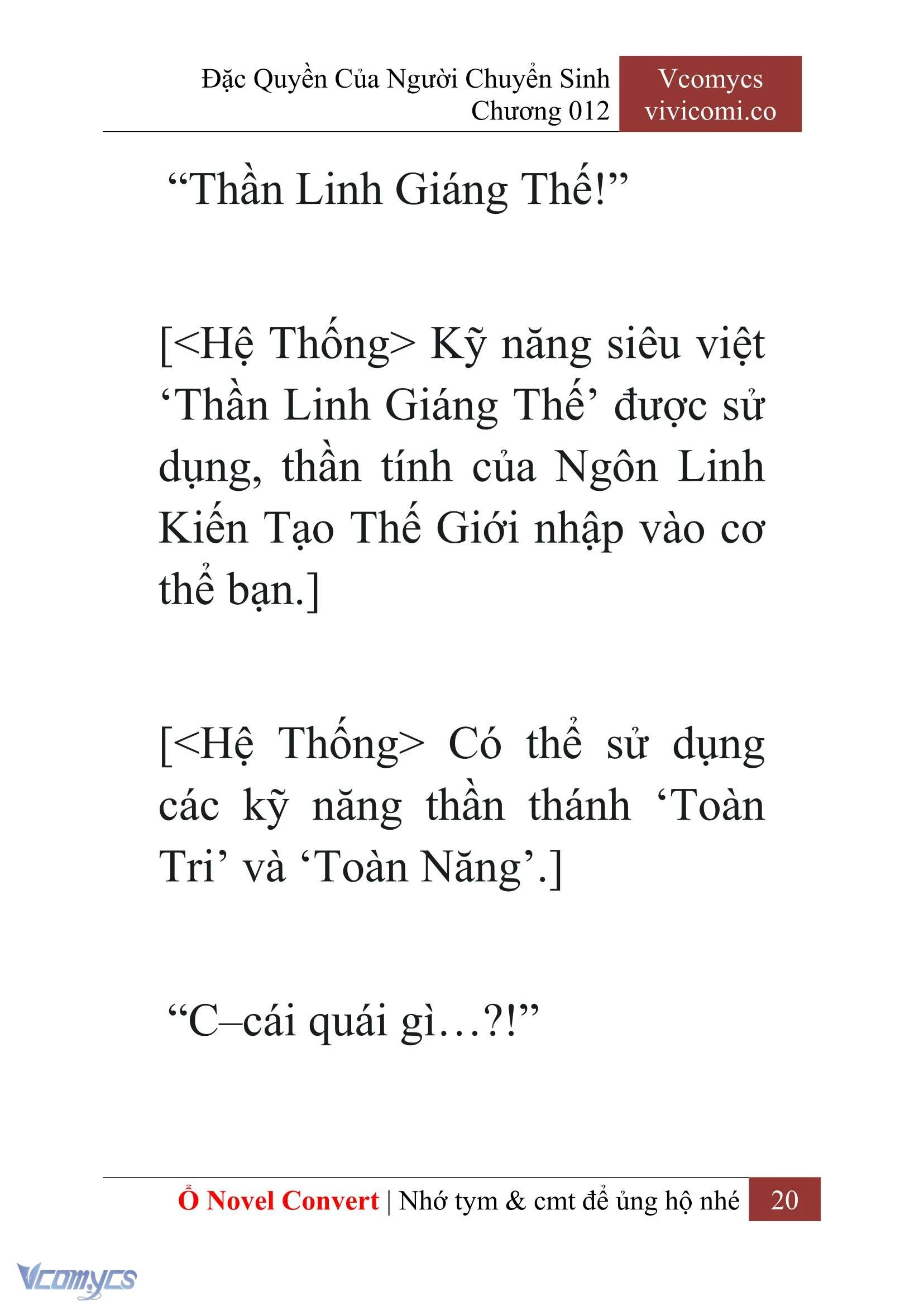[Novel] Đặc Quyền Của Người Chuyển Sinh Chapter  12 - 22