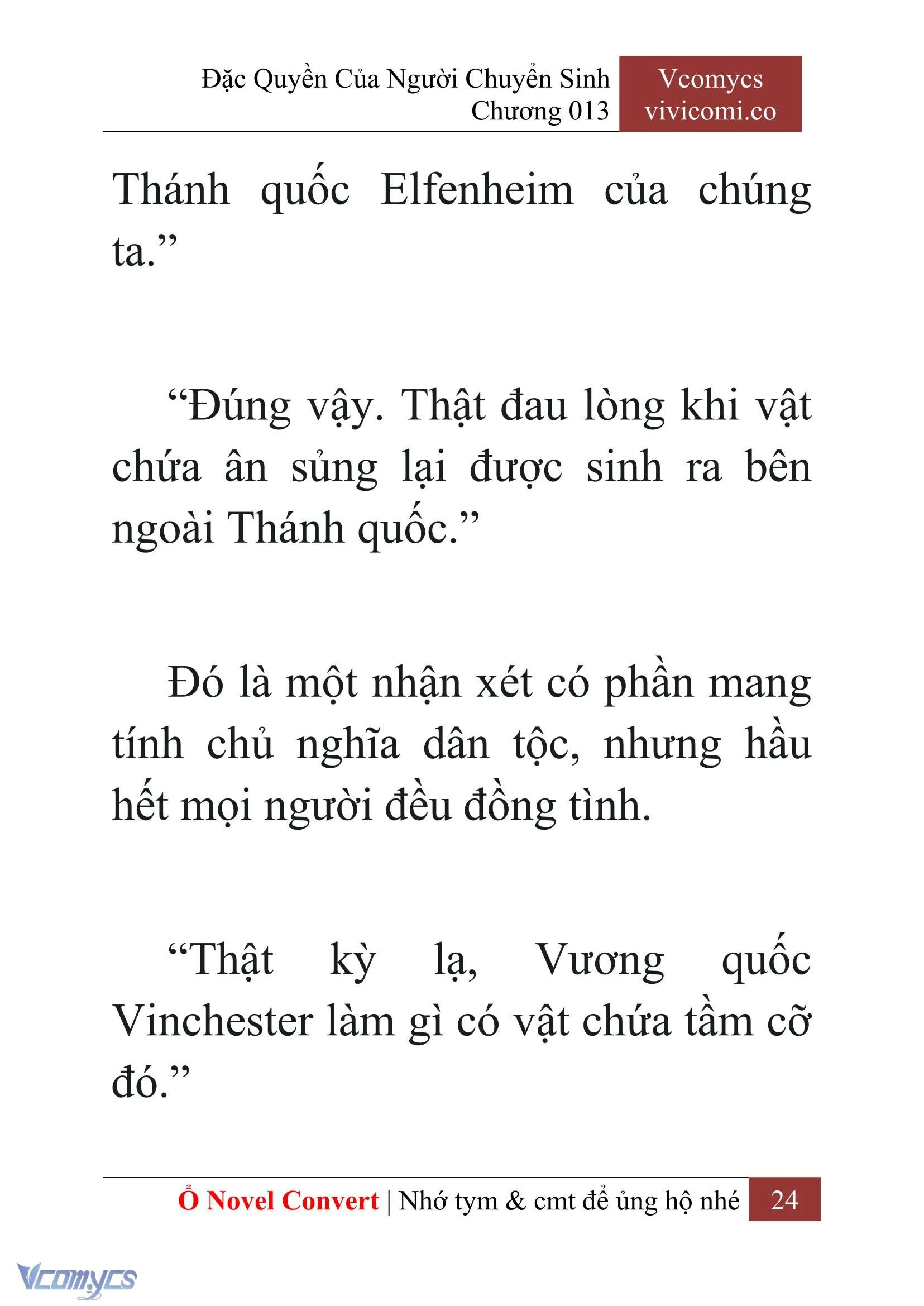 [Novel] Đặc Quyền Của Người Chuyển Sinh Chapter  13 - 26