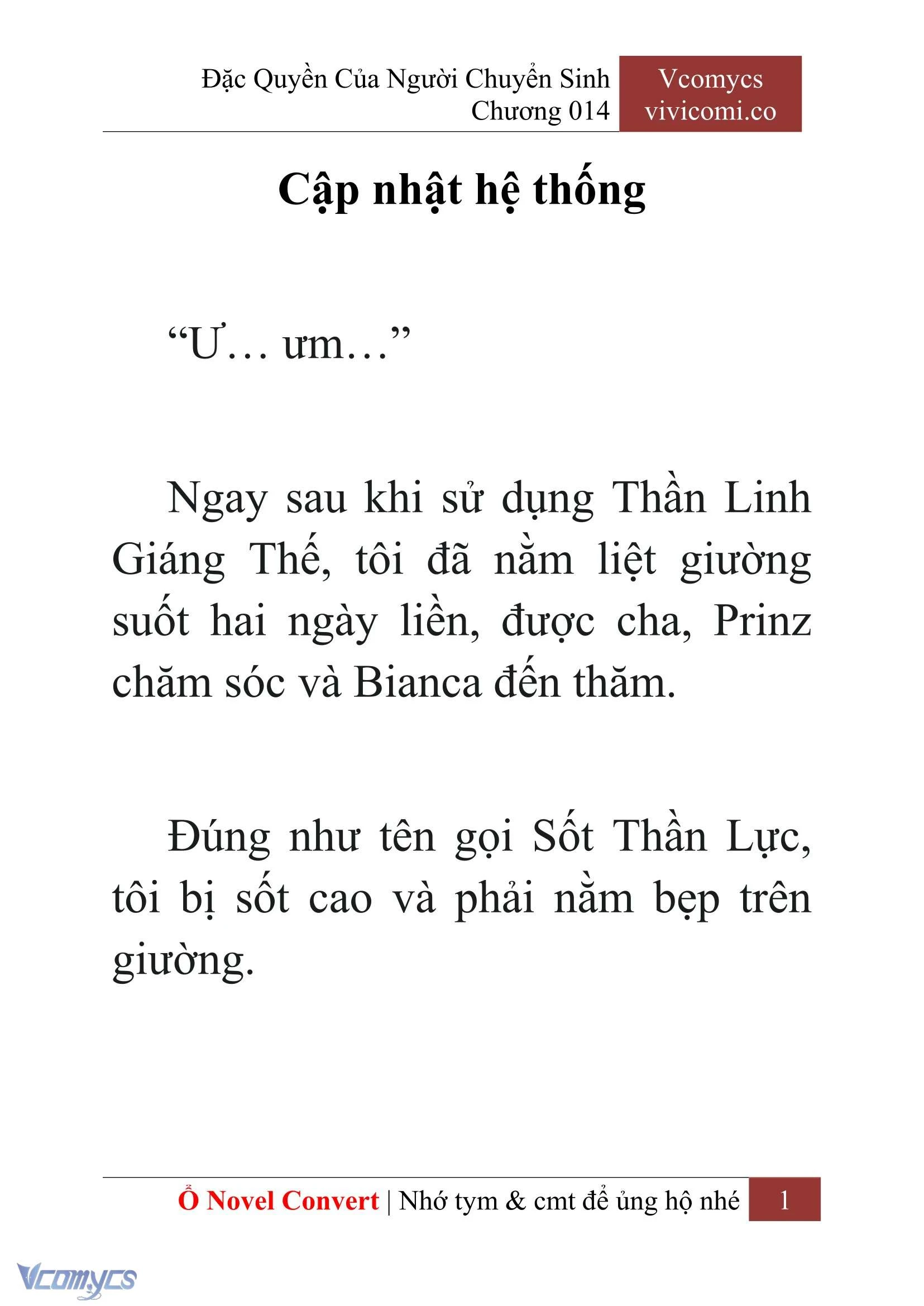 [Novel] Đặc Quyền Của Người Chuyển Sinh Chapter  14 - 3