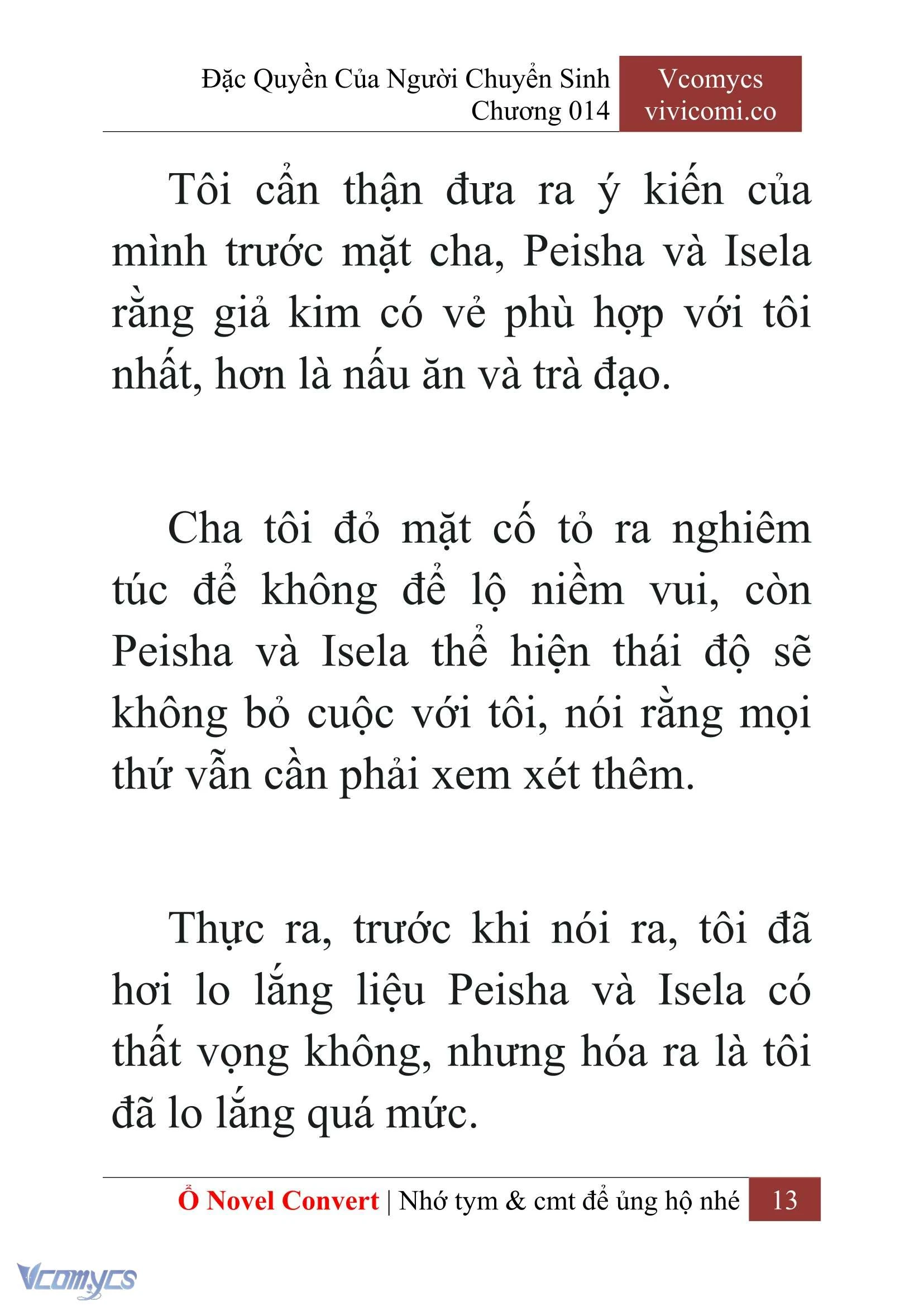 [Novel] Đặc Quyền Của Người Chuyển Sinh Chapter  14 - 15