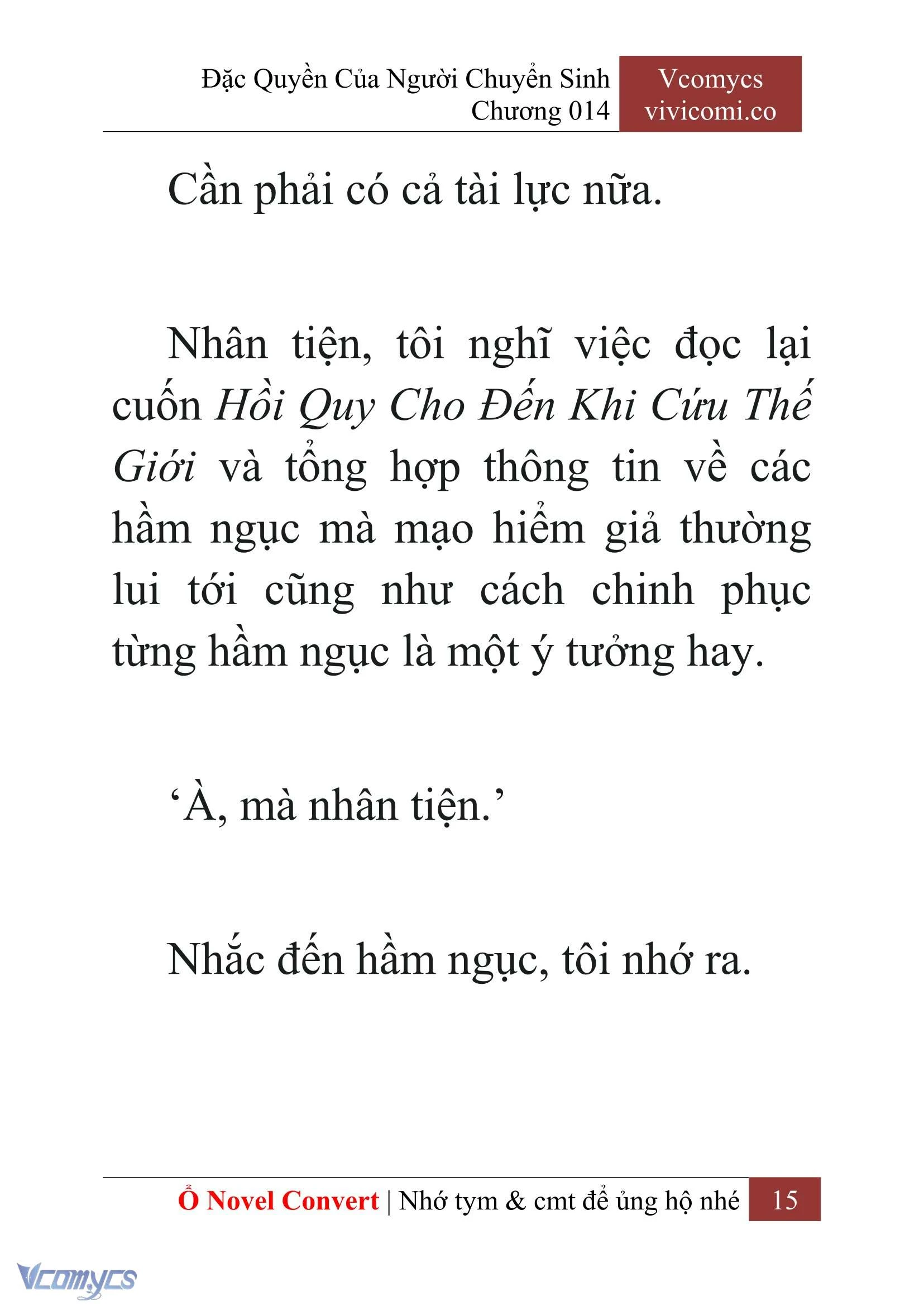 [Novel] Đặc Quyền Của Người Chuyển Sinh Chapter  14 - 17