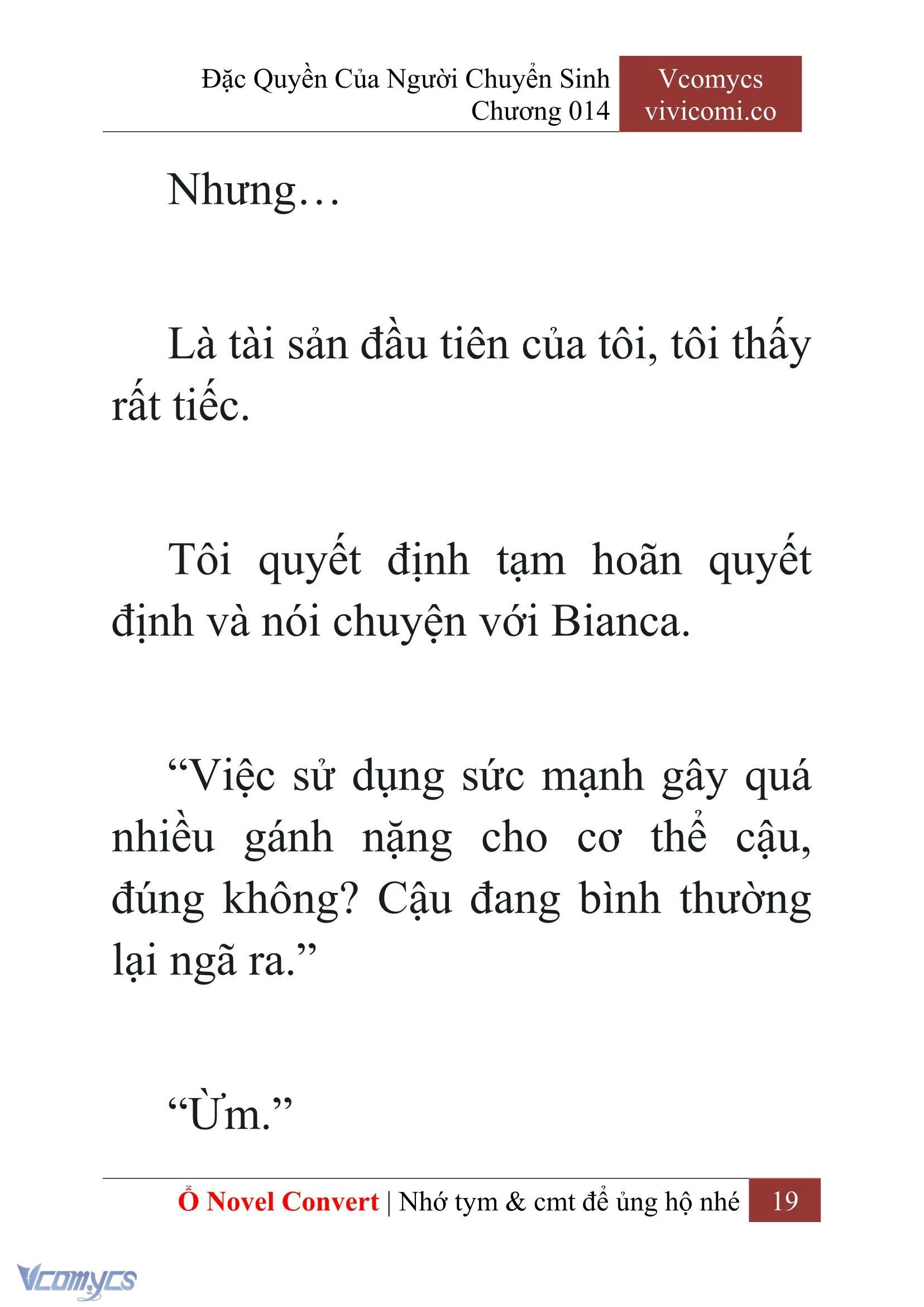 [Novel] Đặc Quyền Của Người Chuyển Sinh Chapter  14 - 21