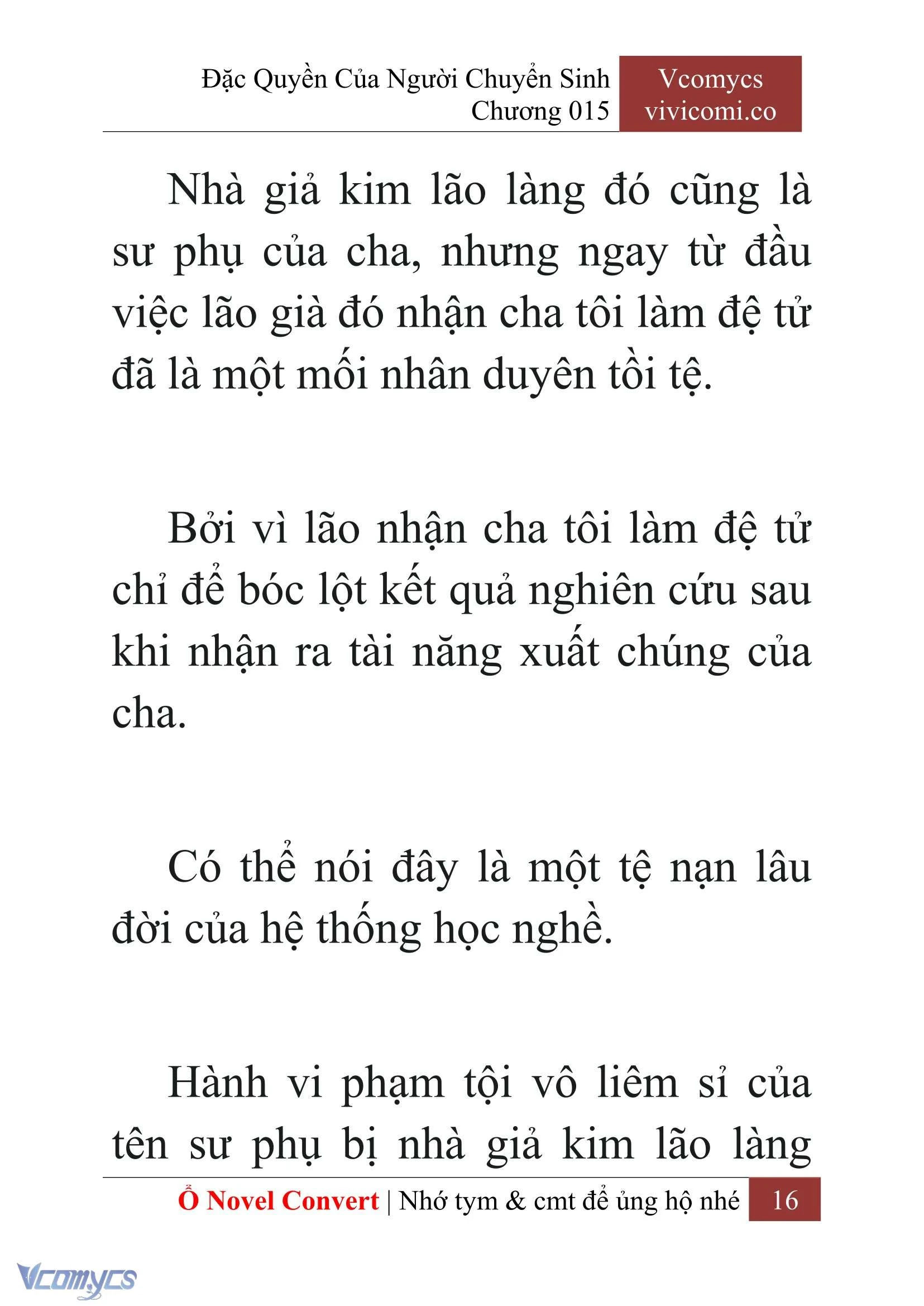 [Novel] Đặc Quyền Của Người Chuyển Sinh Chapter  15 - 18