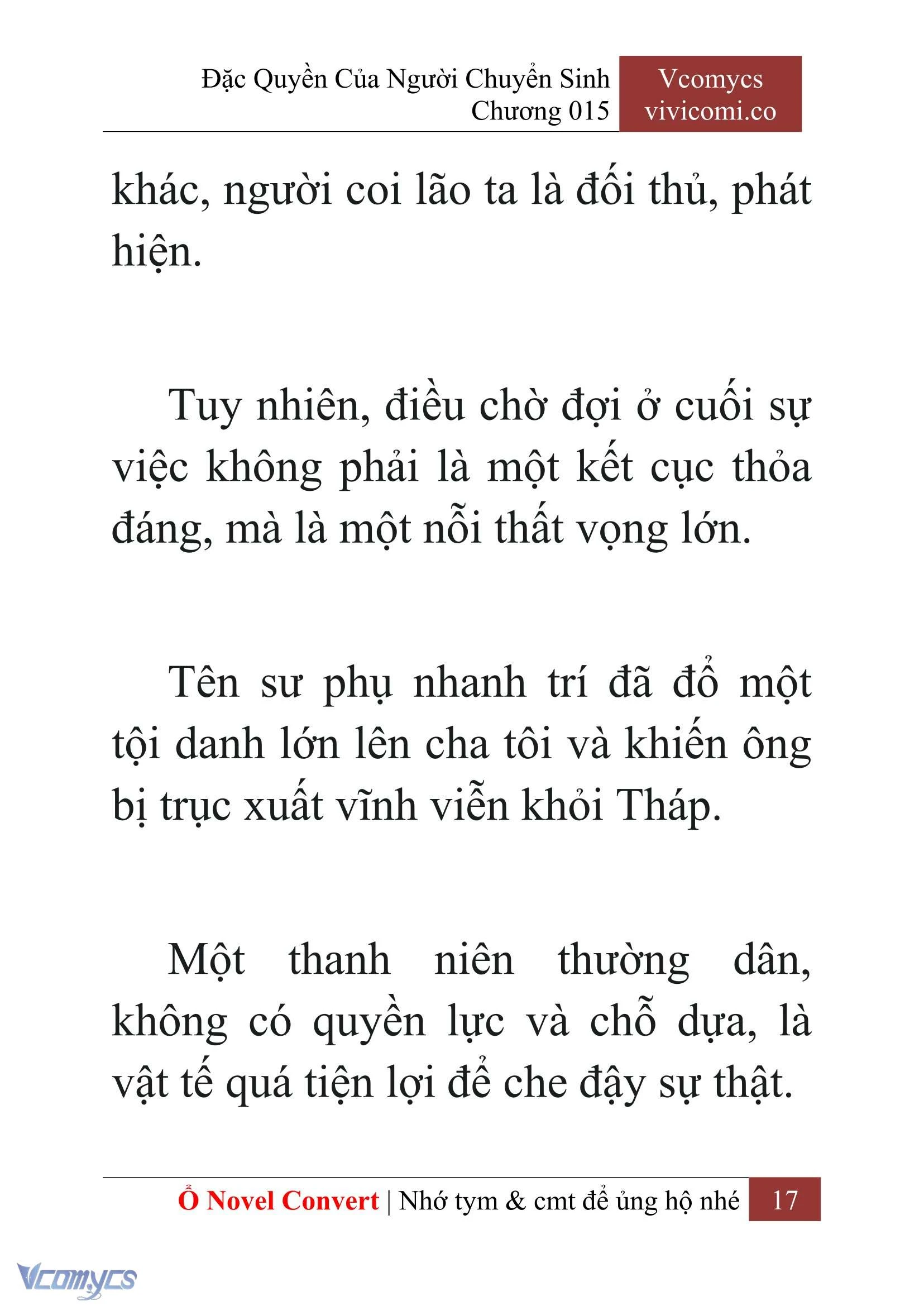 [Novel] Đặc Quyền Của Người Chuyển Sinh Chapter  15 - 19