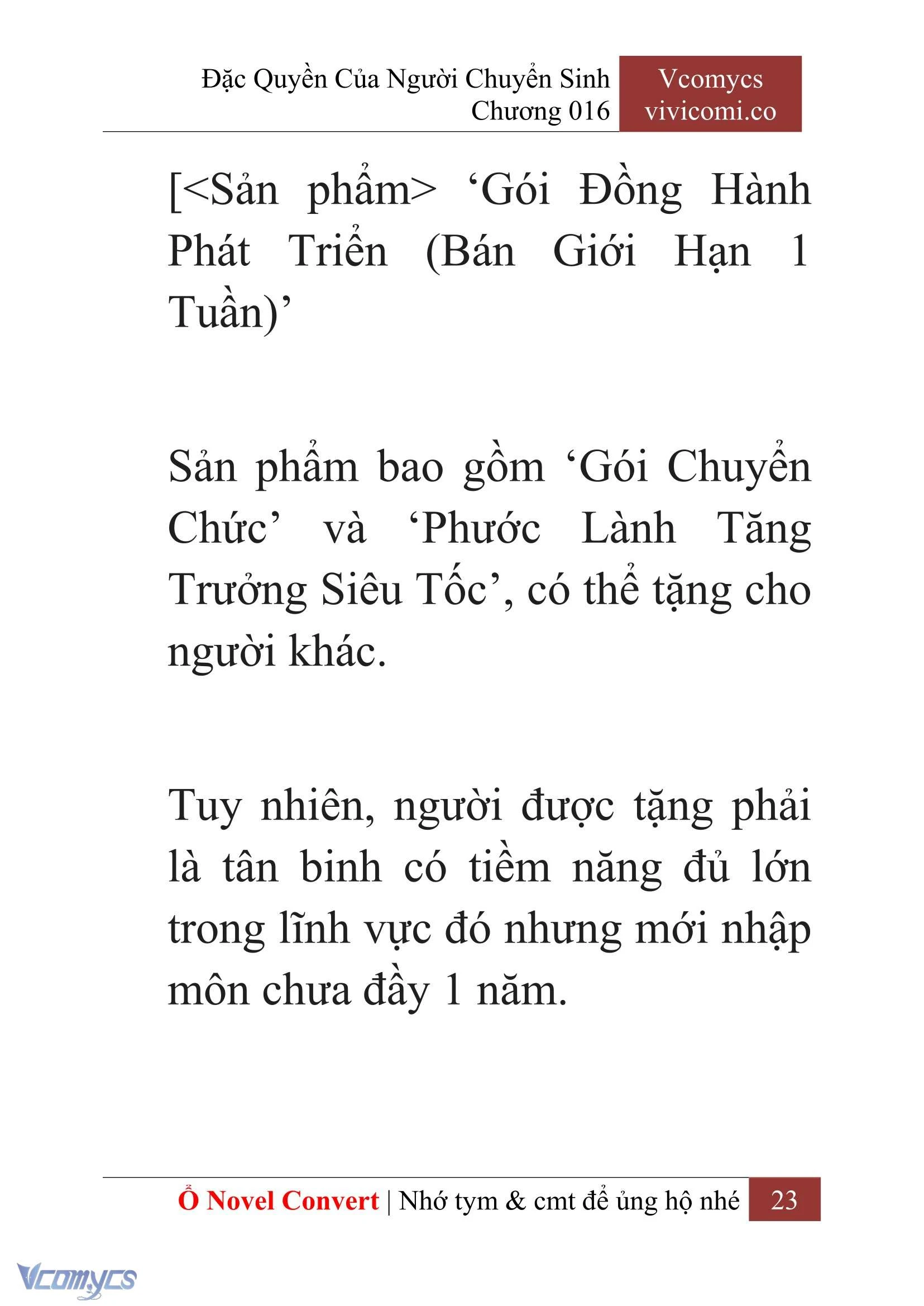 [Novel] Đặc Quyền Của Người Chuyển Sinh Chapter  16 - 25
