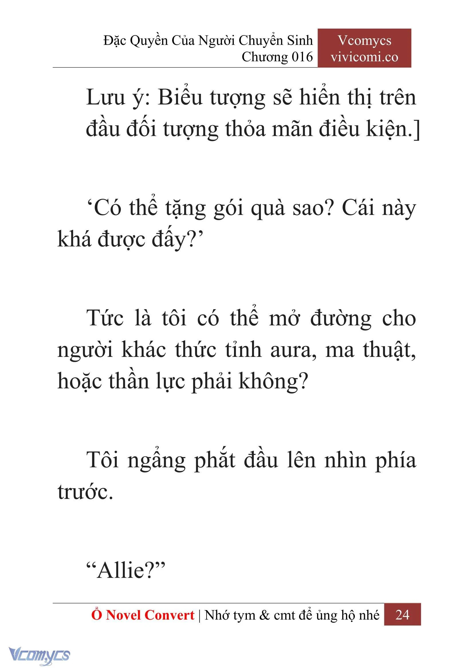 [Novel] Đặc Quyền Của Người Chuyển Sinh Chapter  16 - 26