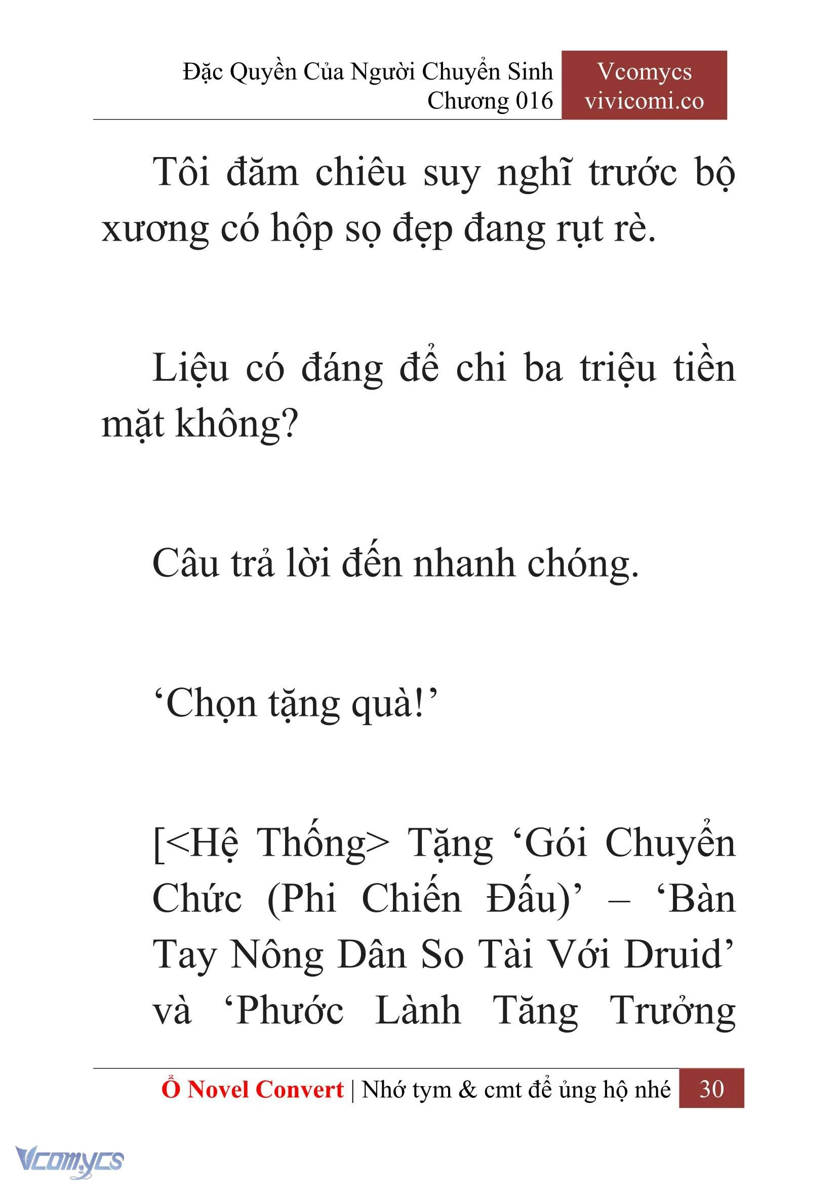 [Novel] Đặc Quyền Của Người Chuyển Sinh Chapter  16 - 32