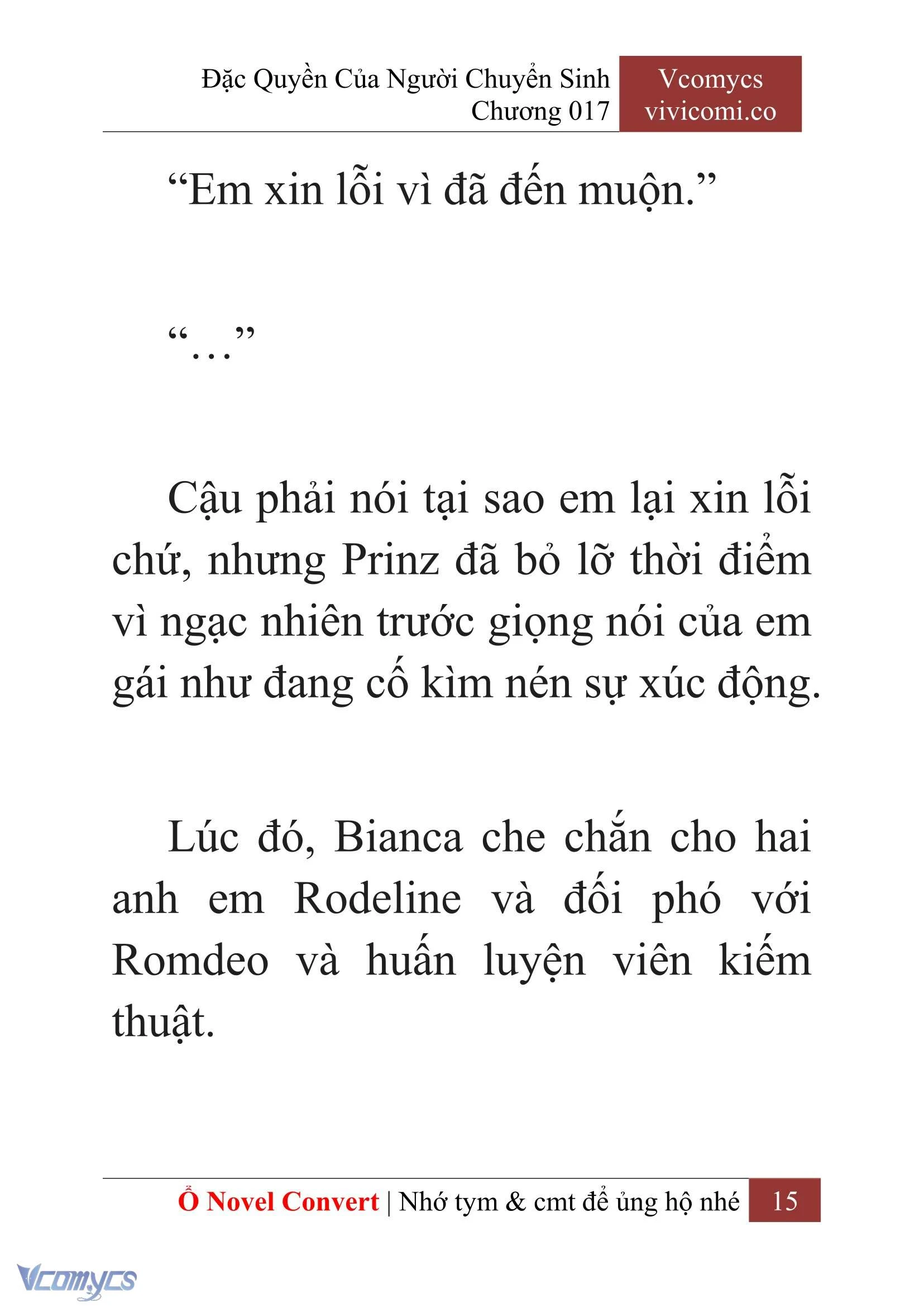 [Novel] Đặc Quyền Của Người Chuyển Sinh Chapter  17 - 17