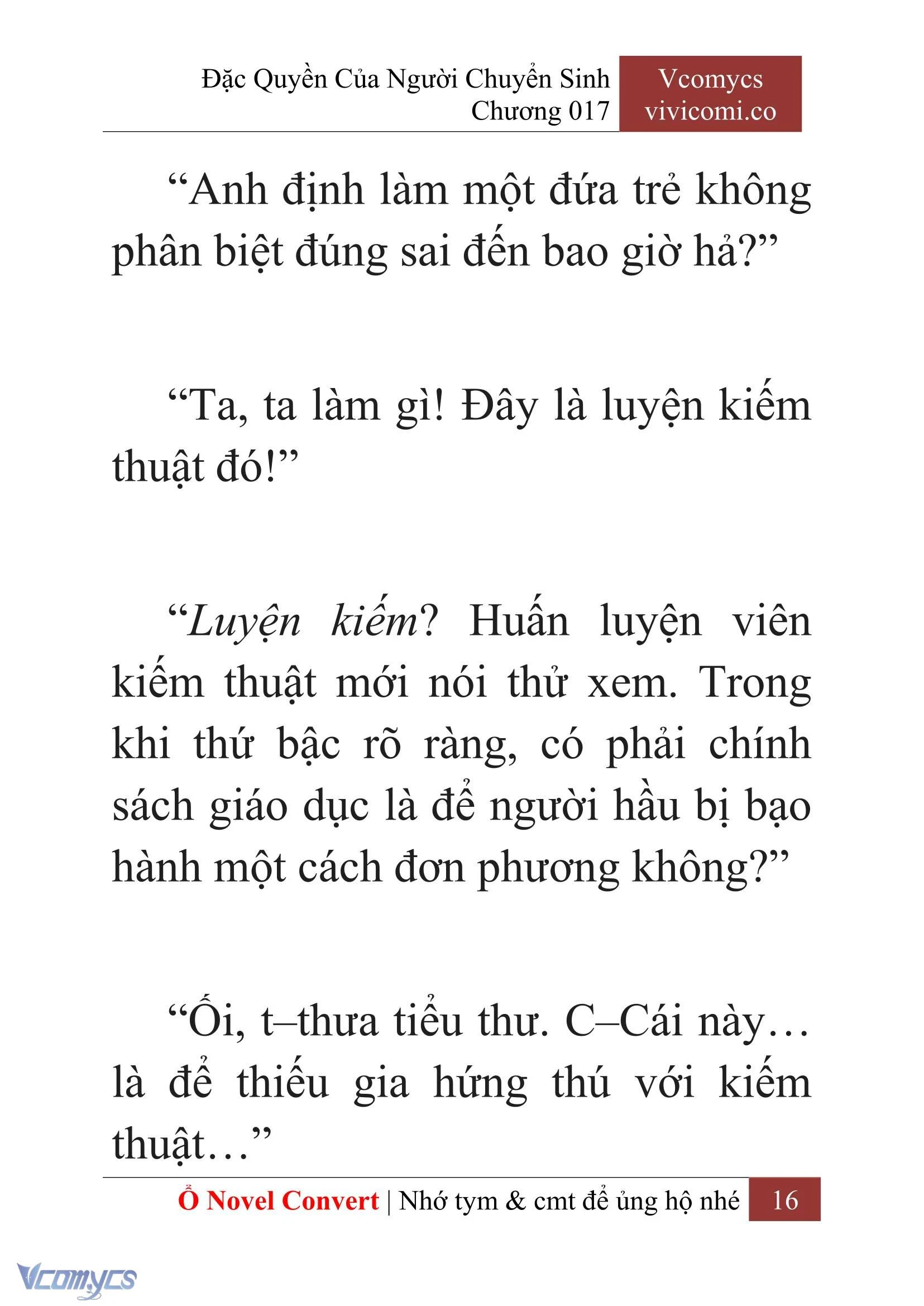 [Novel] Đặc Quyền Của Người Chuyển Sinh Chapter  17 - 18