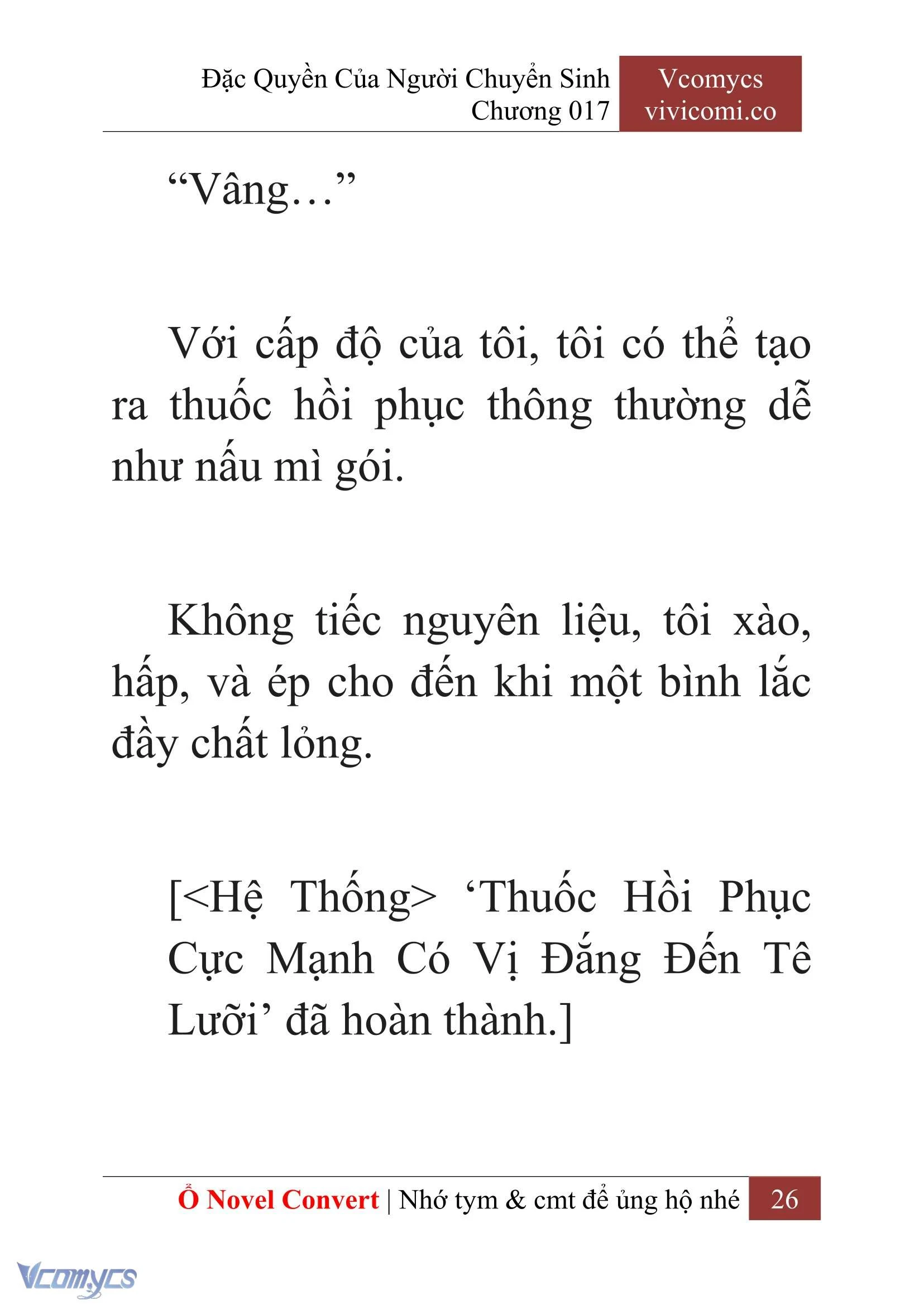 [Novel] Đặc Quyền Của Người Chuyển Sinh Chapter  17 - 28