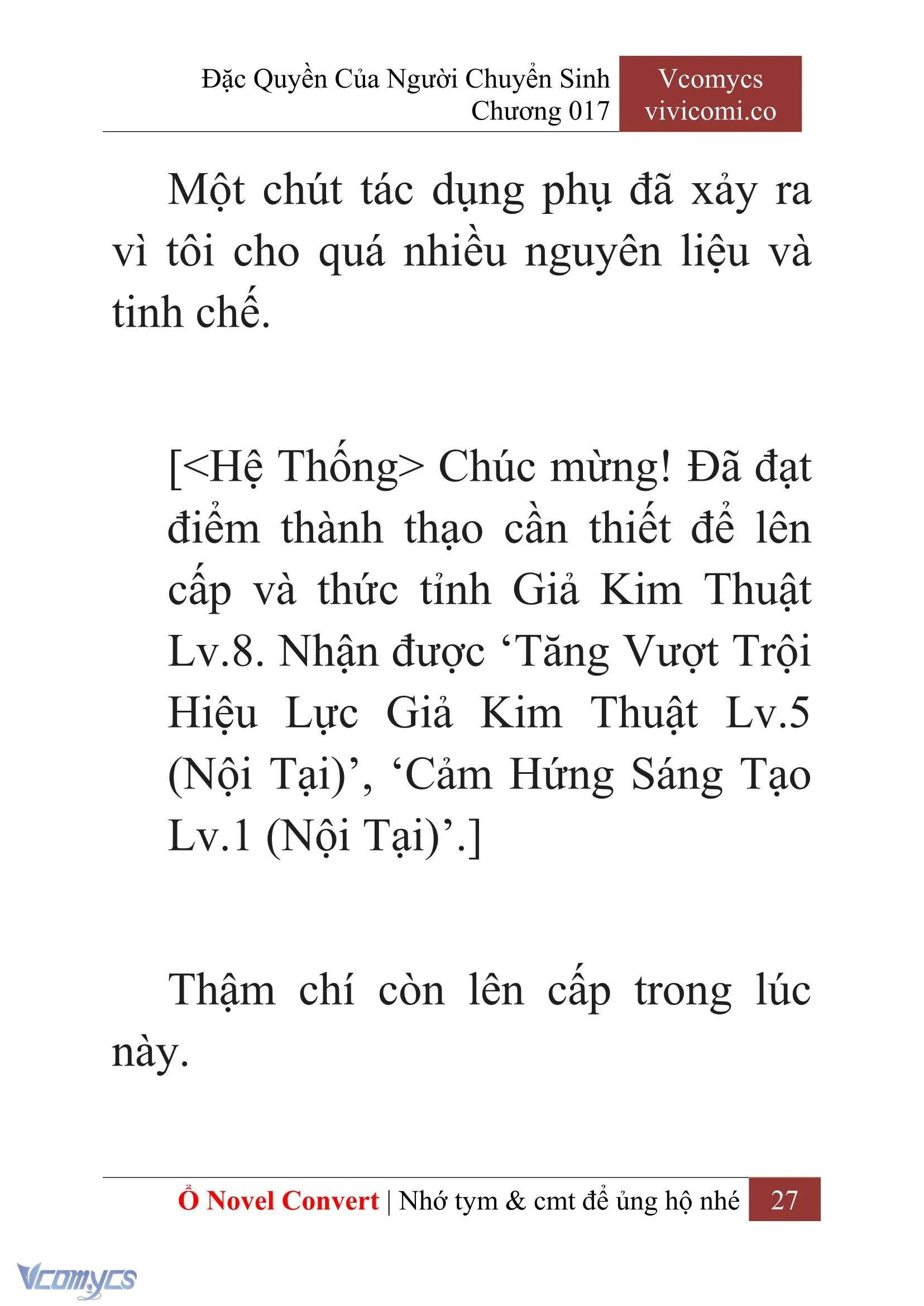 [Novel] Đặc Quyền Của Người Chuyển Sinh Chapter  17 - 29