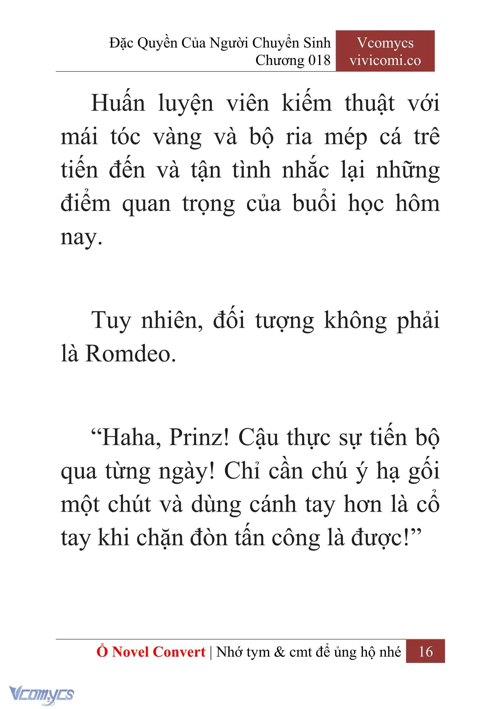 [Novel] Đặc Quyền Của Người Chuyển Sinh Chapter  18 - 18