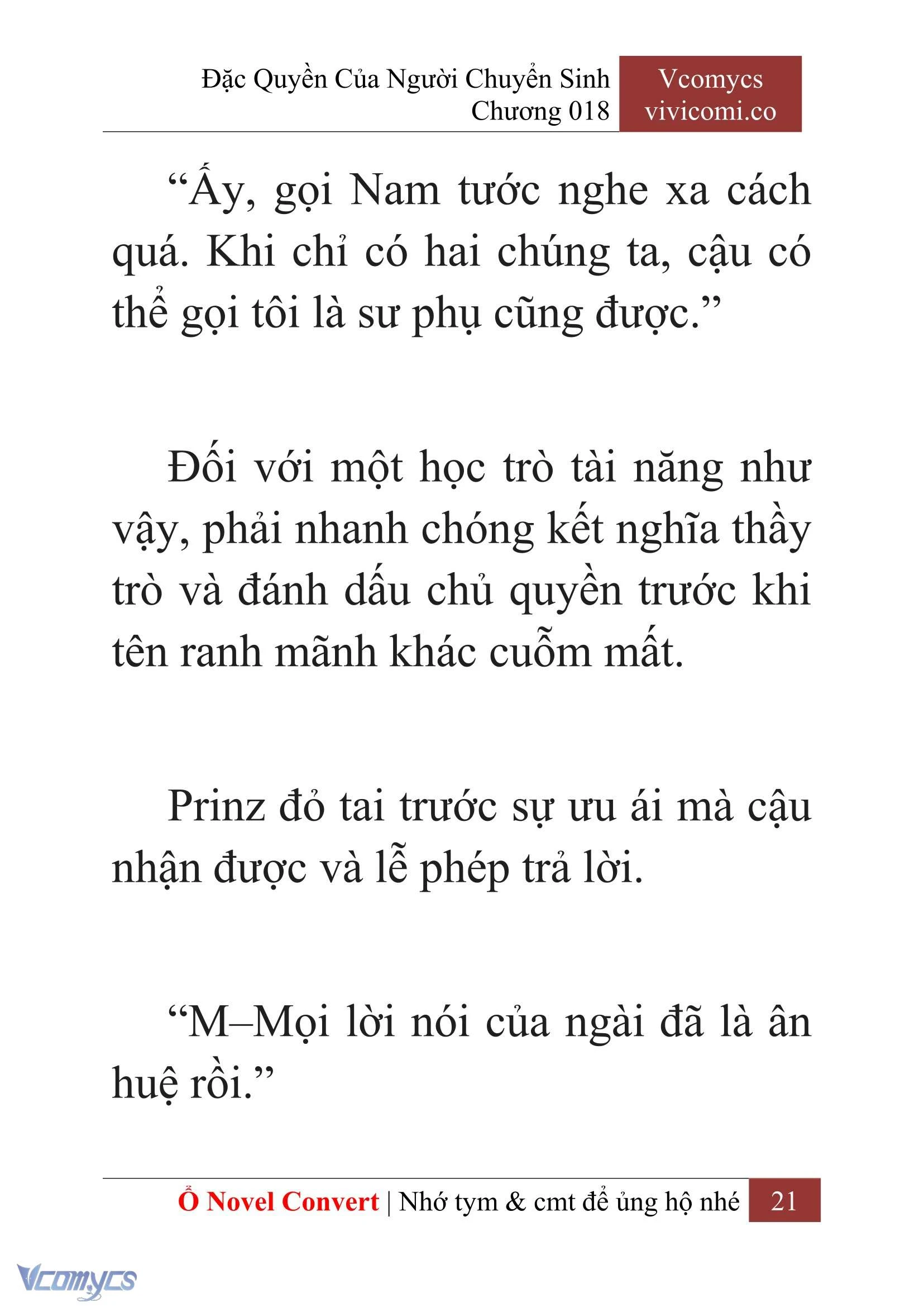 [Novel] Đặc Quyền Của Người Chuyển Sinh Chapter  18 - 23