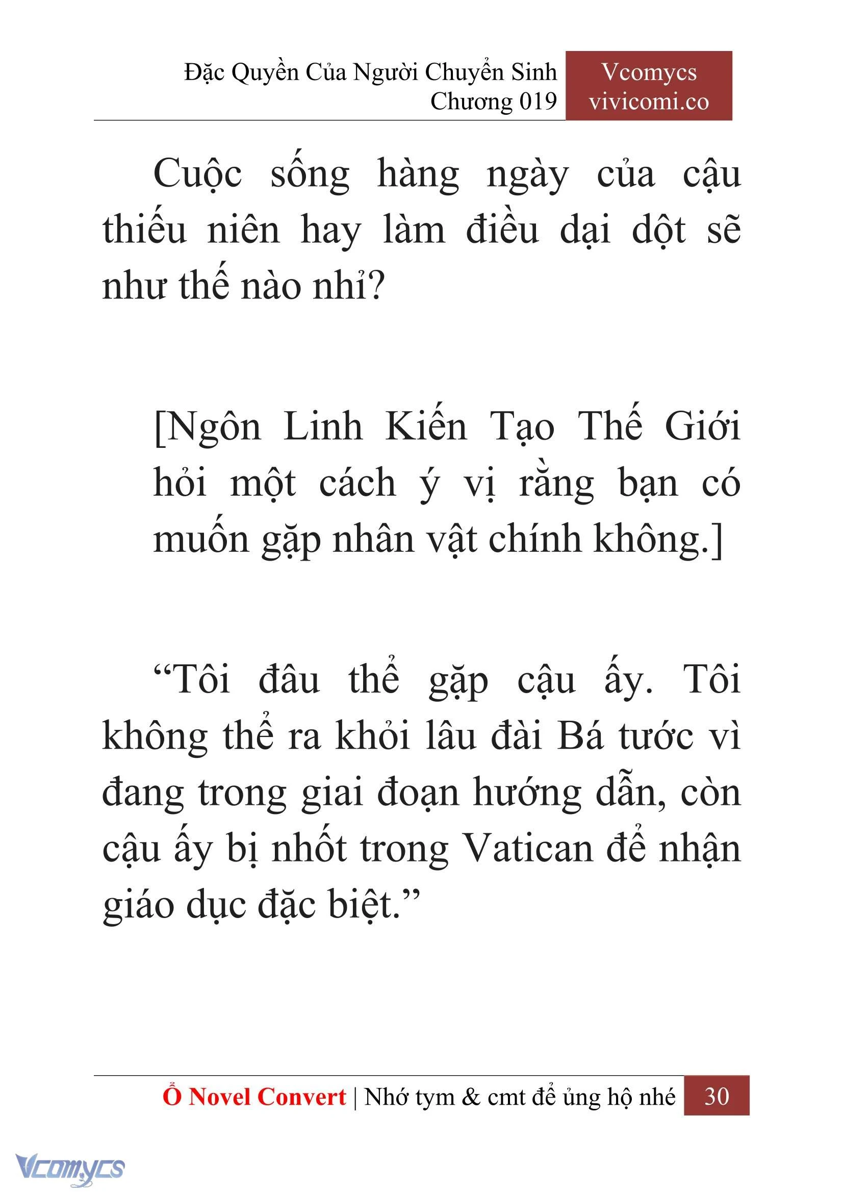 [Novel] Đặc Quyền Của Người Chuyển Sinh Chapter  19 - 32