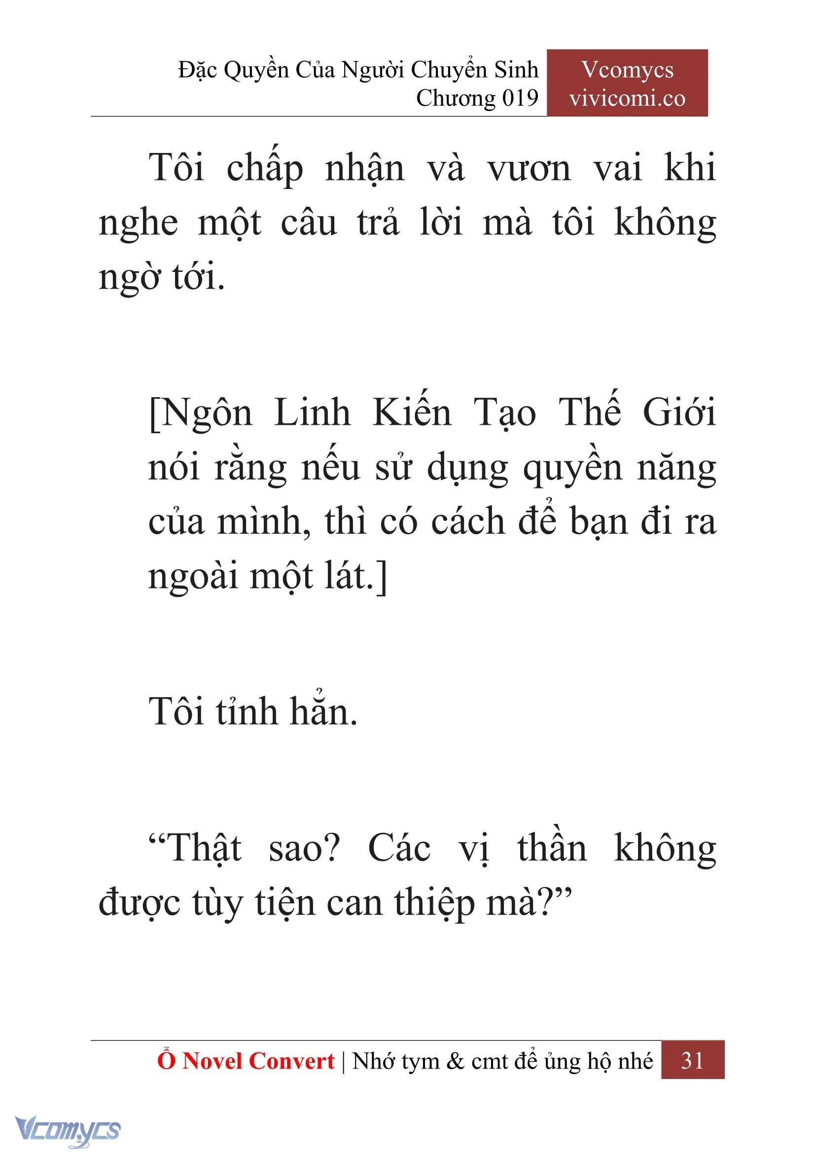 [Novel] Đặc Quyền Của Người Chuyển Sinh Chapter  19 - 33