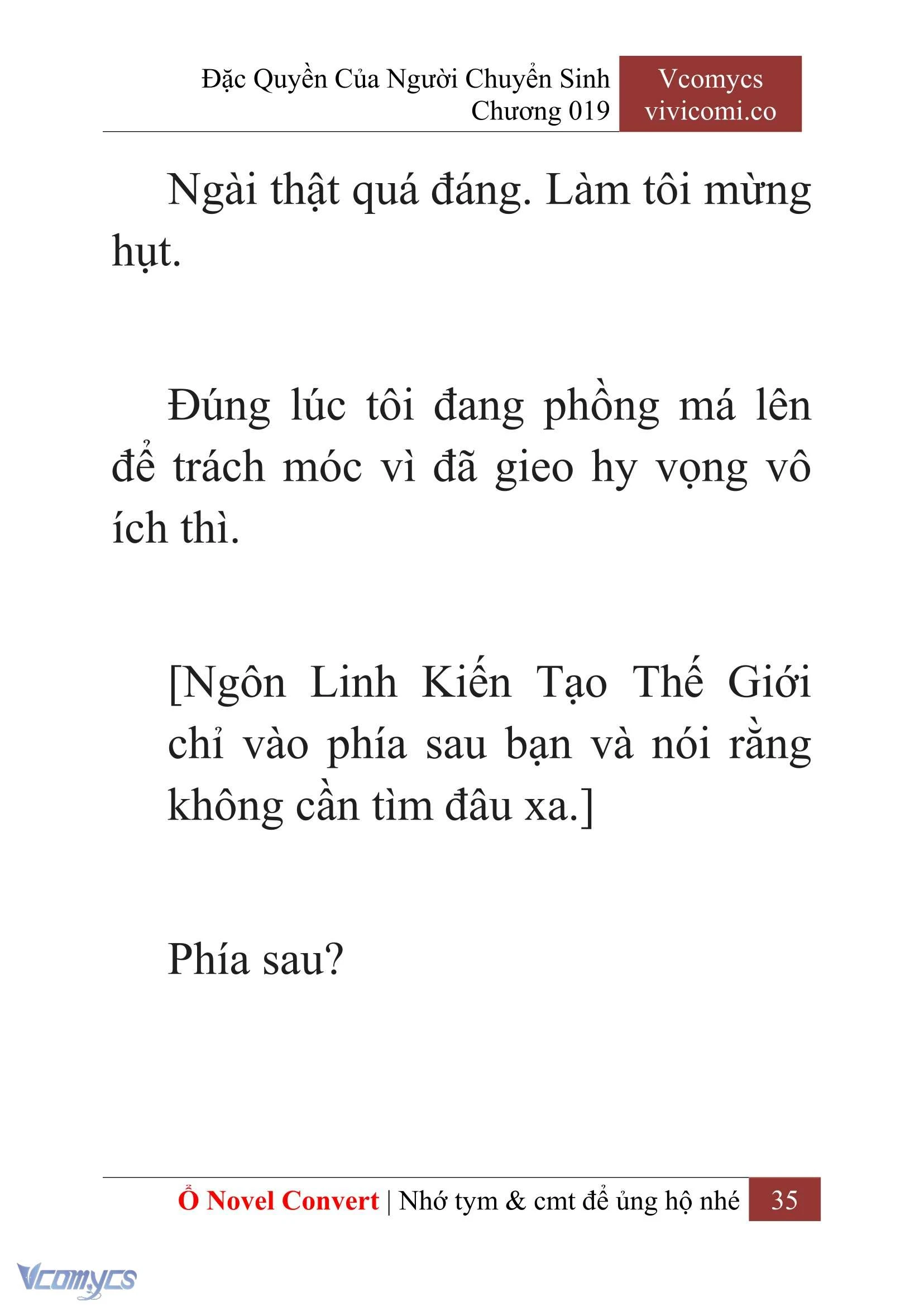 [Novel] Đặc Quyền Của Người Chuyển Sinh Chapter  19 - 37
