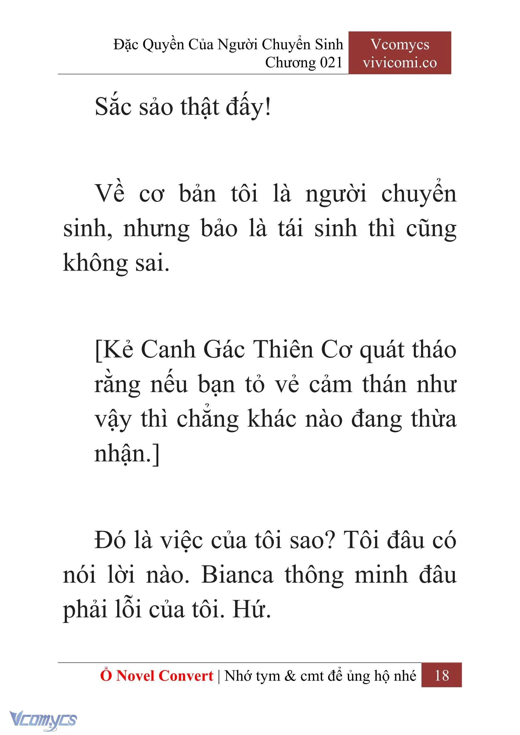 [Novel] Đặc Quyền Của Người Chuyển Sinh Chapter  21 - 20