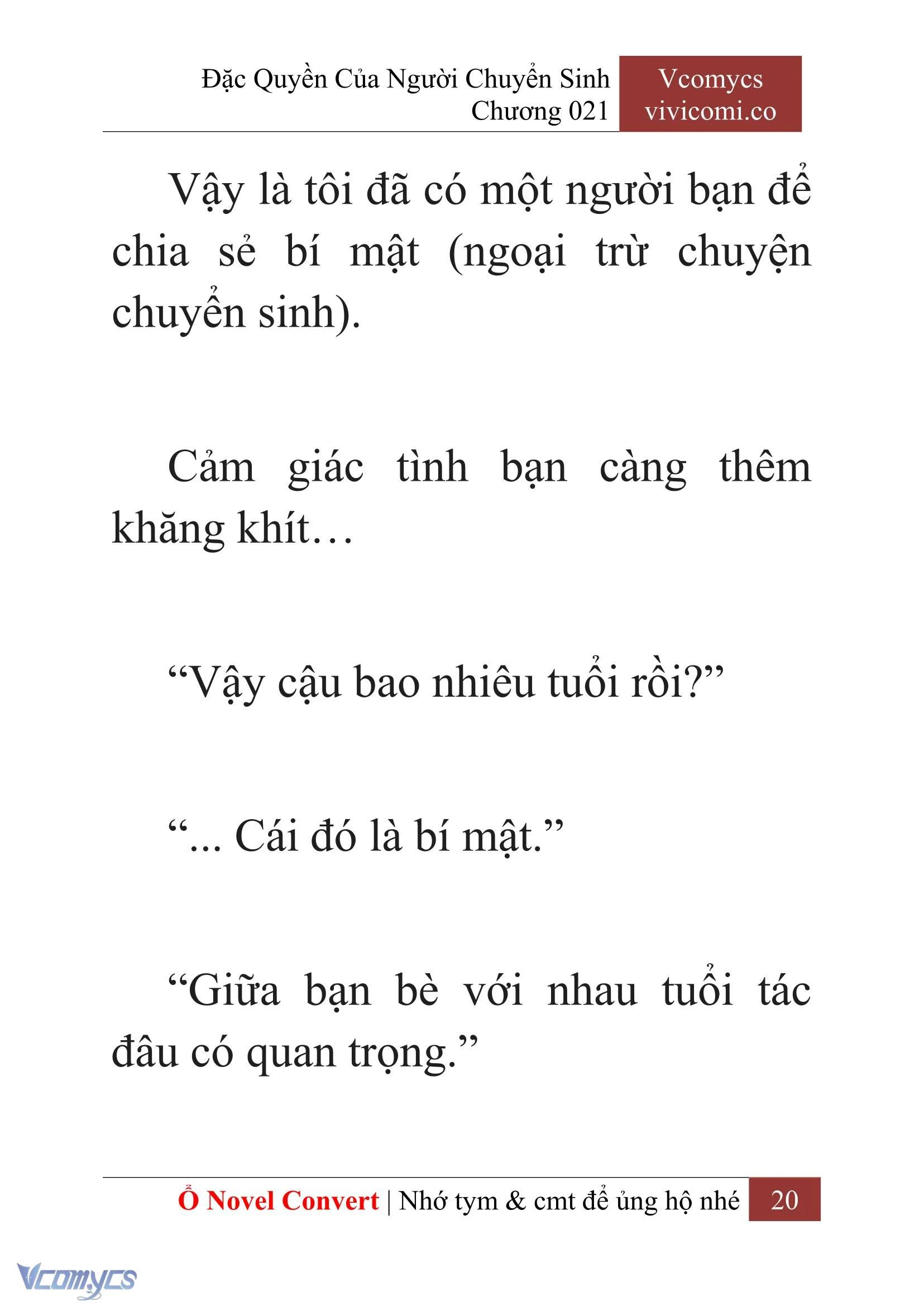 [Novel] Đặc Quyền Của Người Chuyển Sinh Chapter  21 - 22