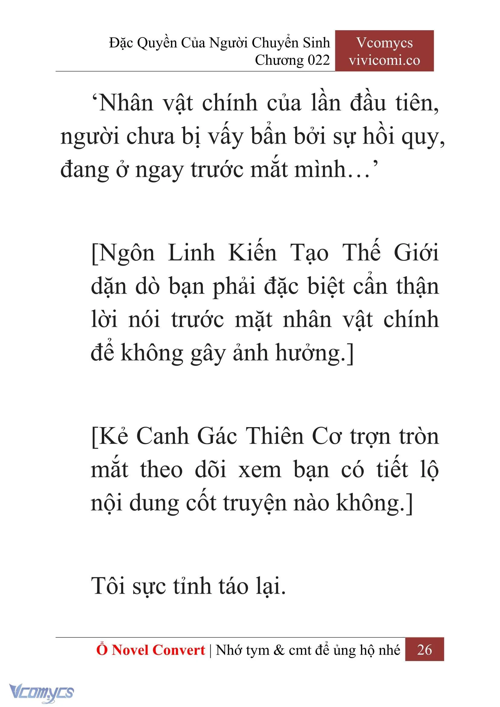[Novel] Đặc Quyền Của Người Chuyển Sinh Chapter  22 - 28
