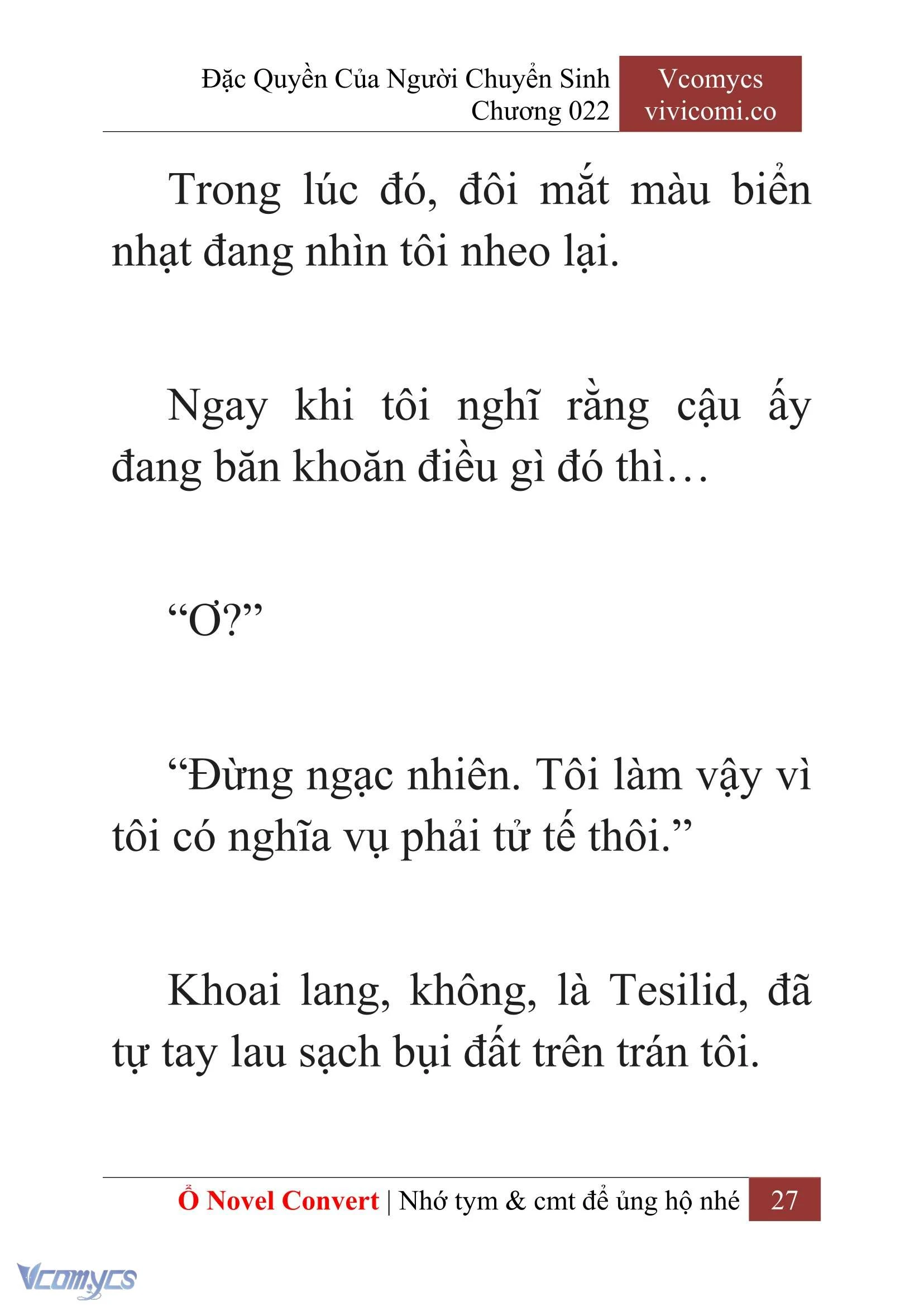 [Novel] Đặc Quyền Của Người Chuyển Sinh Chapter  22 - 29