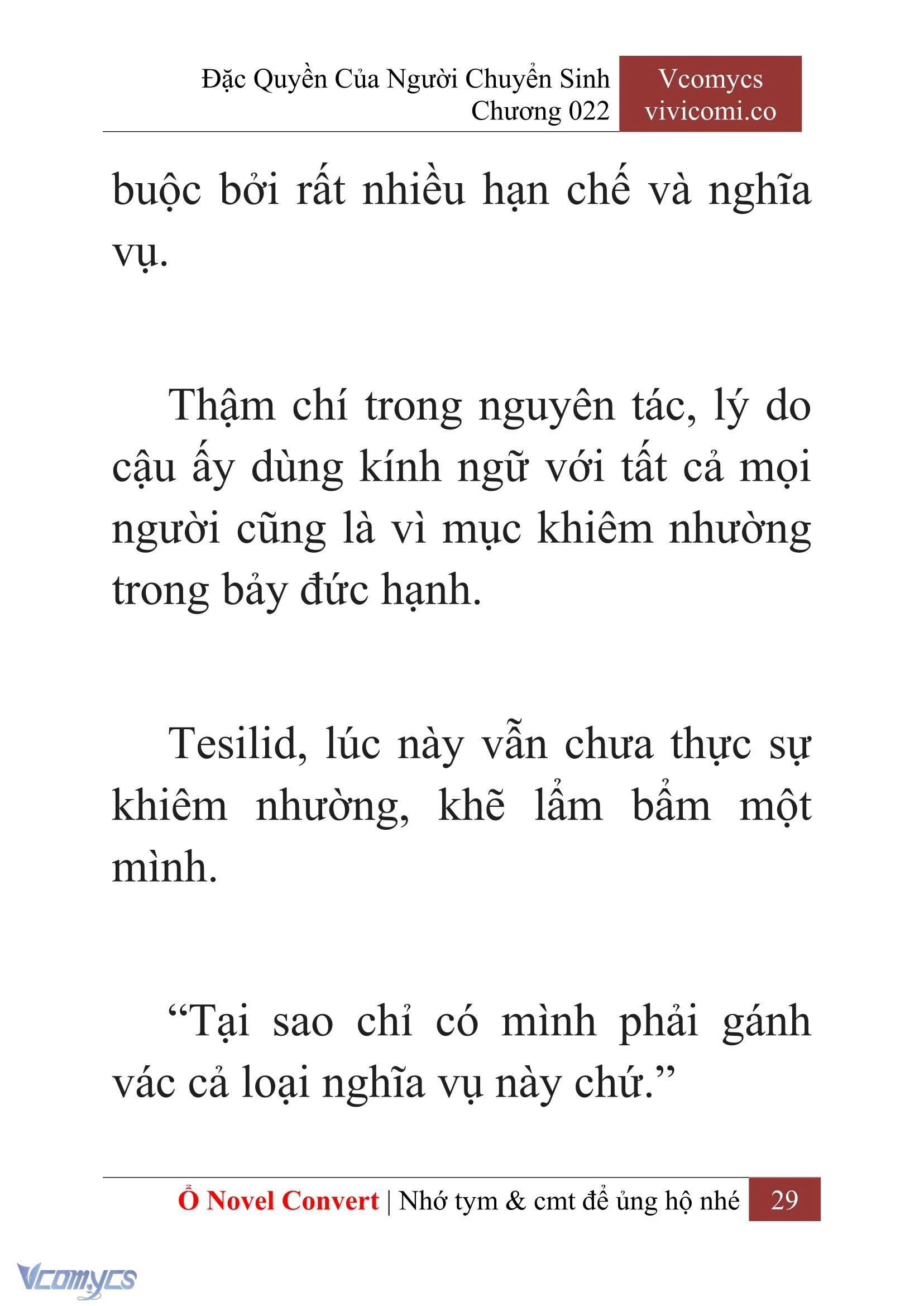 [Novel] Đặc Quyền Của Người Chuyển Sinh Chapter  22 - 31