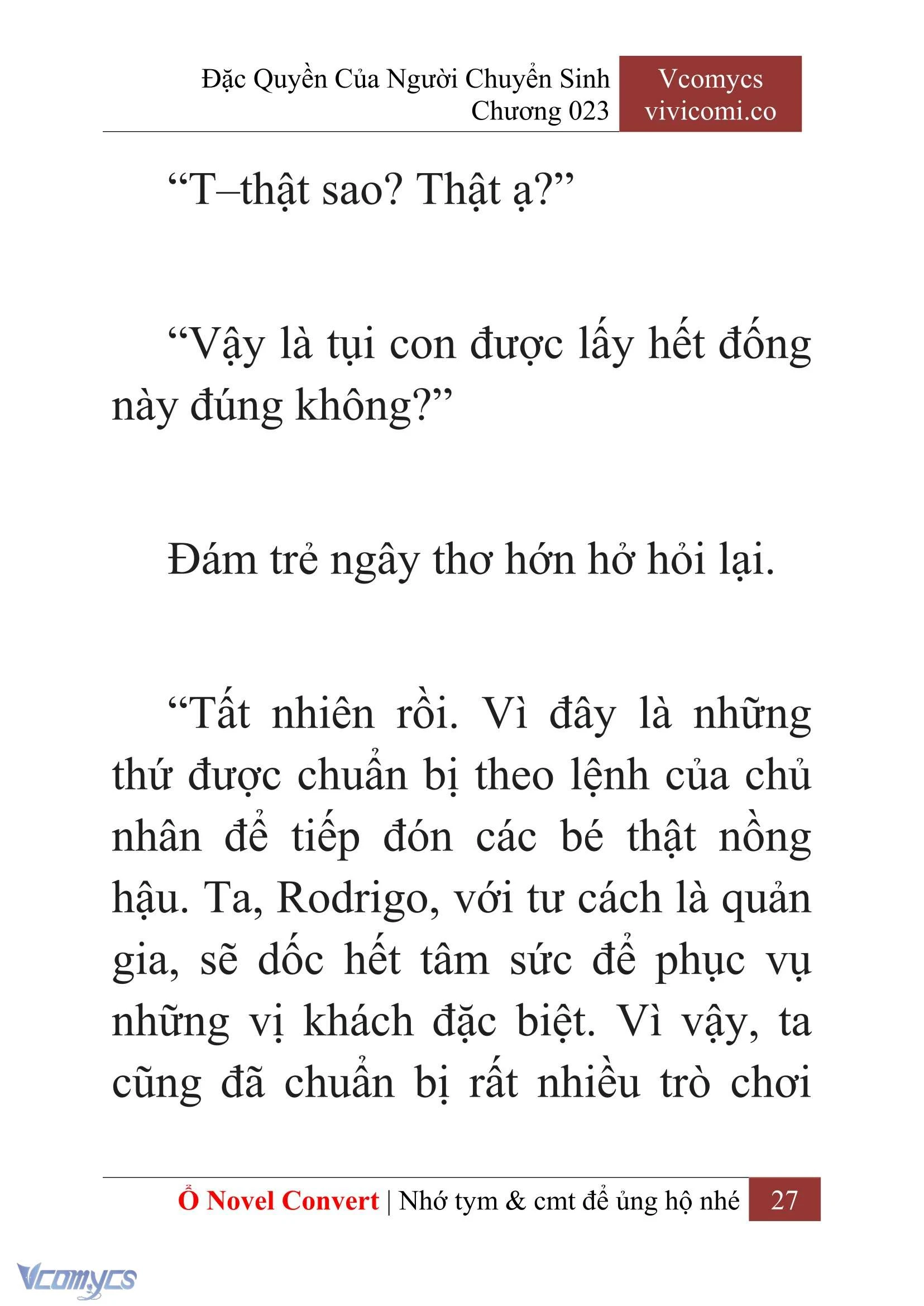 [Novel] Đặc Quyền Của Người Chuyển Sinh Chapter  23 - 29