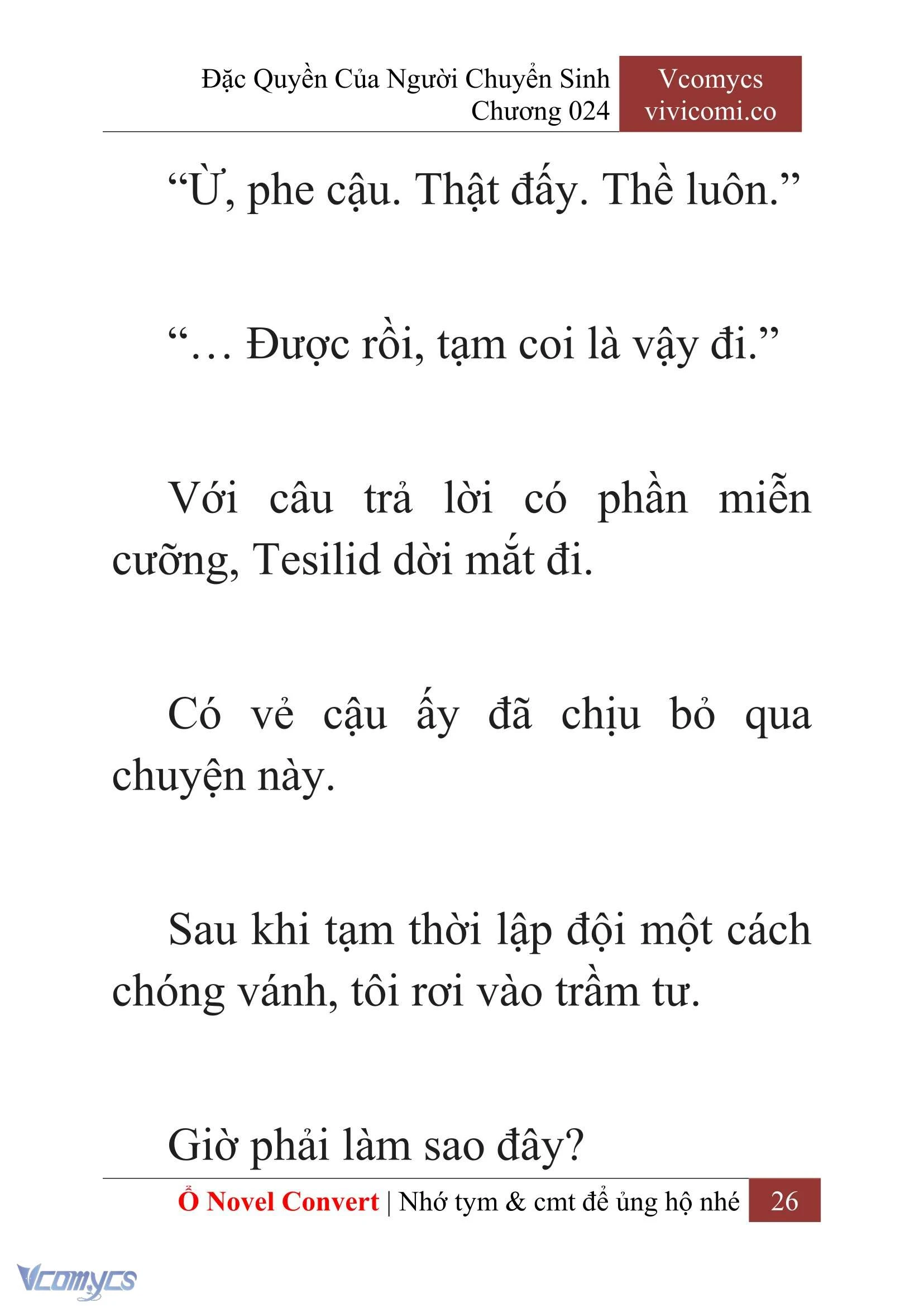[Novel] Đặc Quyền Của Người Chuyển Sinh Chapter  24 - 28