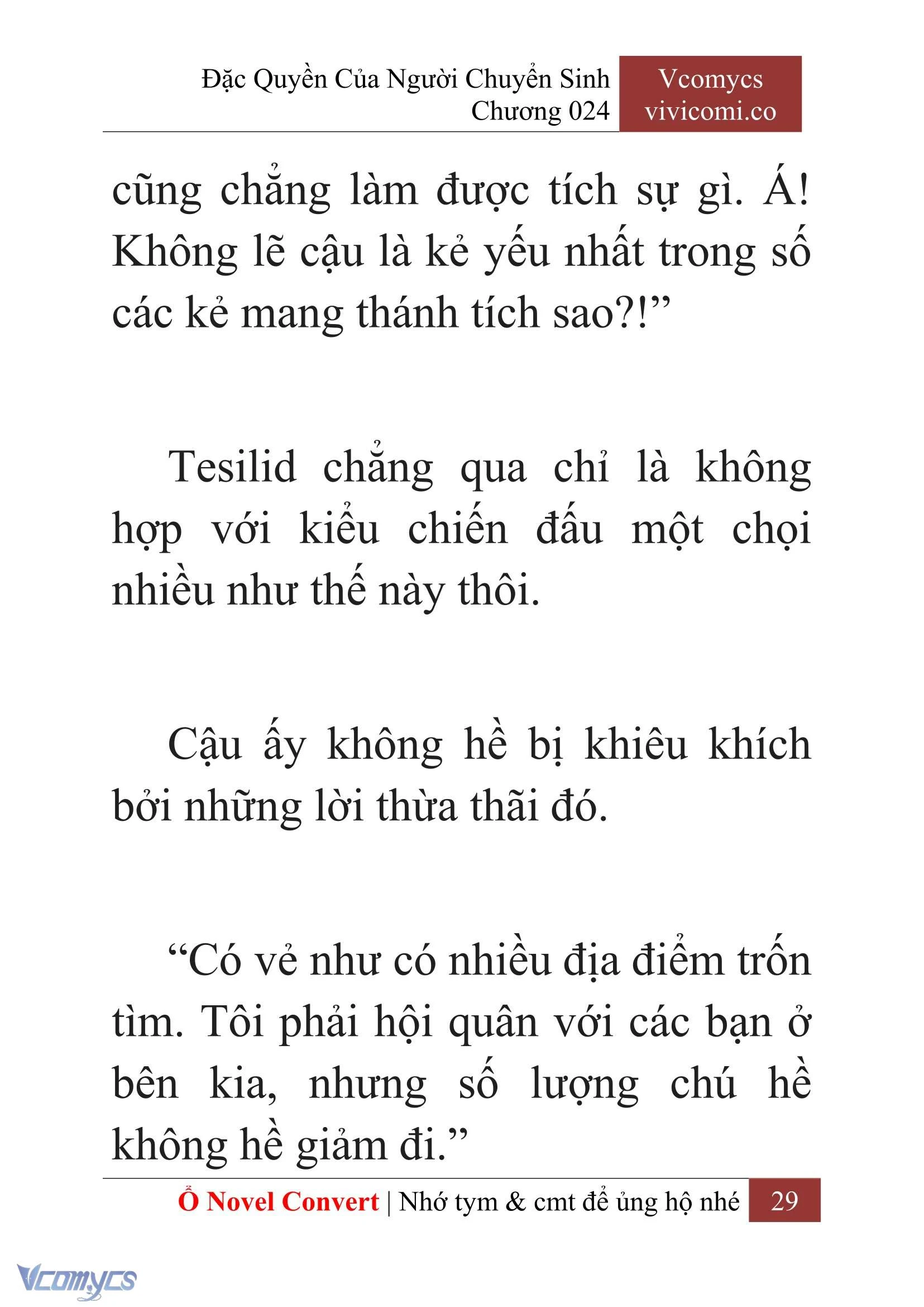 [Novel] Đặc Quyền Của Người Chuyển Sinh Chapter  24 - 31