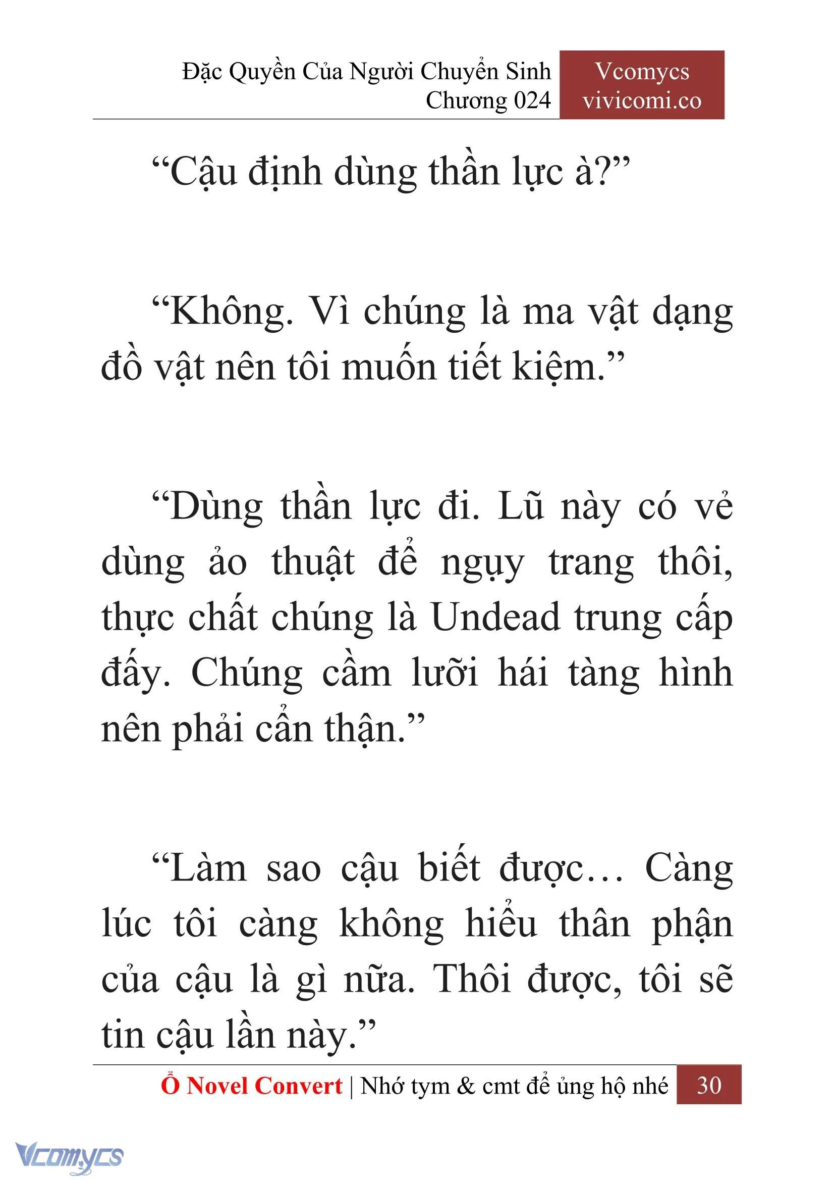 [Novel] Đặc Quyền Của Người Chuyển Sinh Chapter  24 - 32