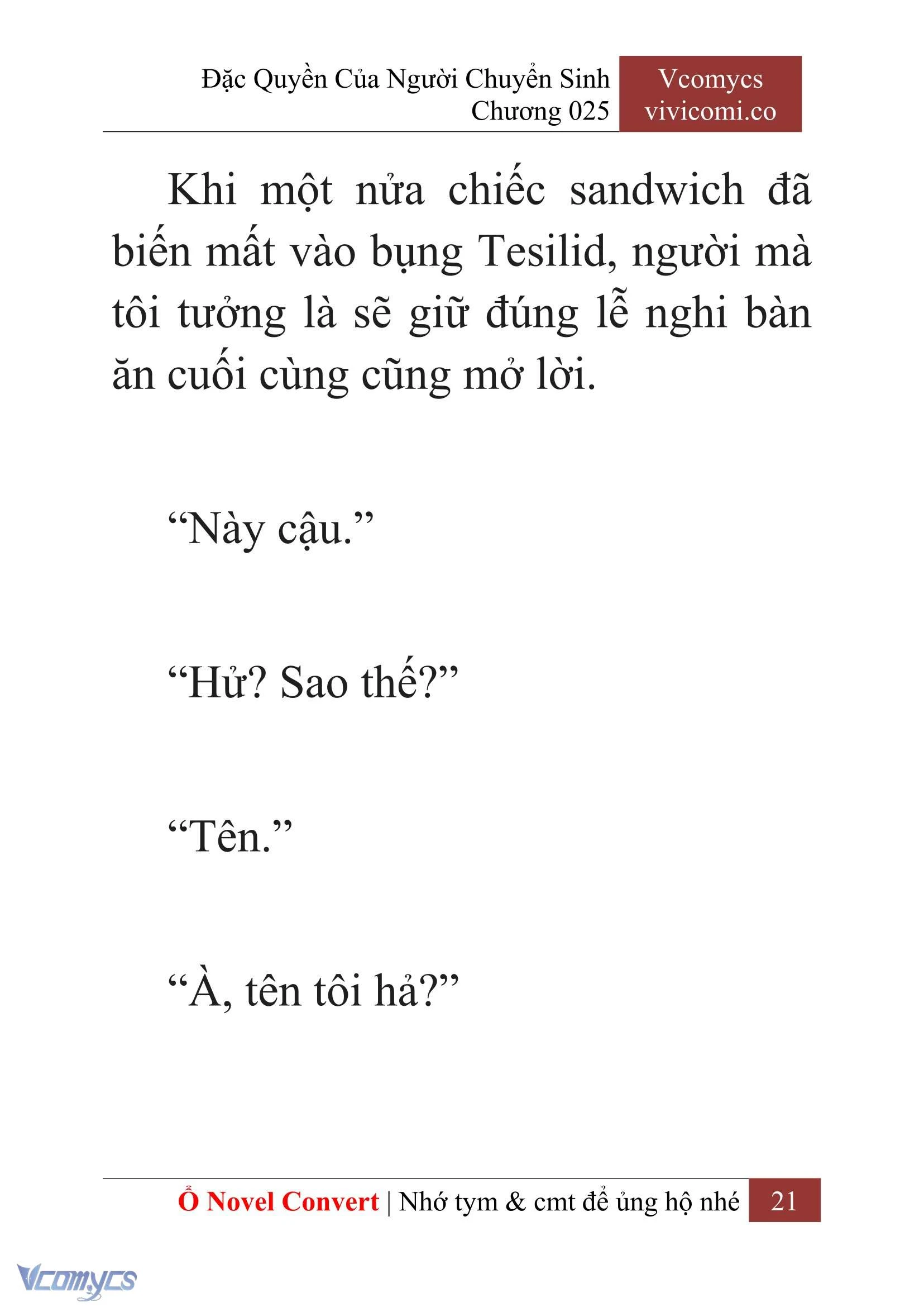 [Novel] Đặc Quyền Của Người Chuyển Sinh Chapter  25 - 23