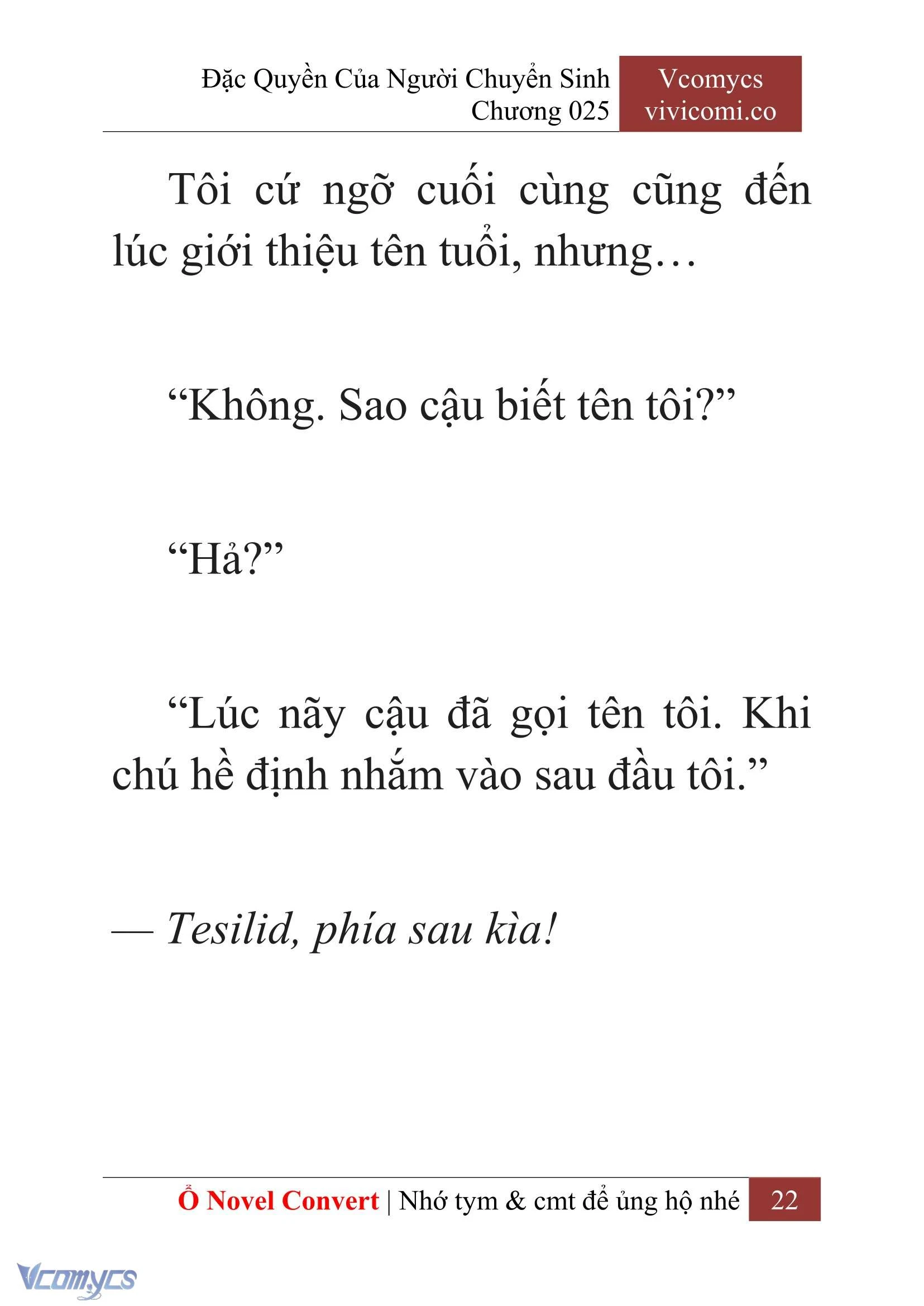 [Novel] Đặc Quyền Của Người Chuyển Sinh Chapter  25 - 24