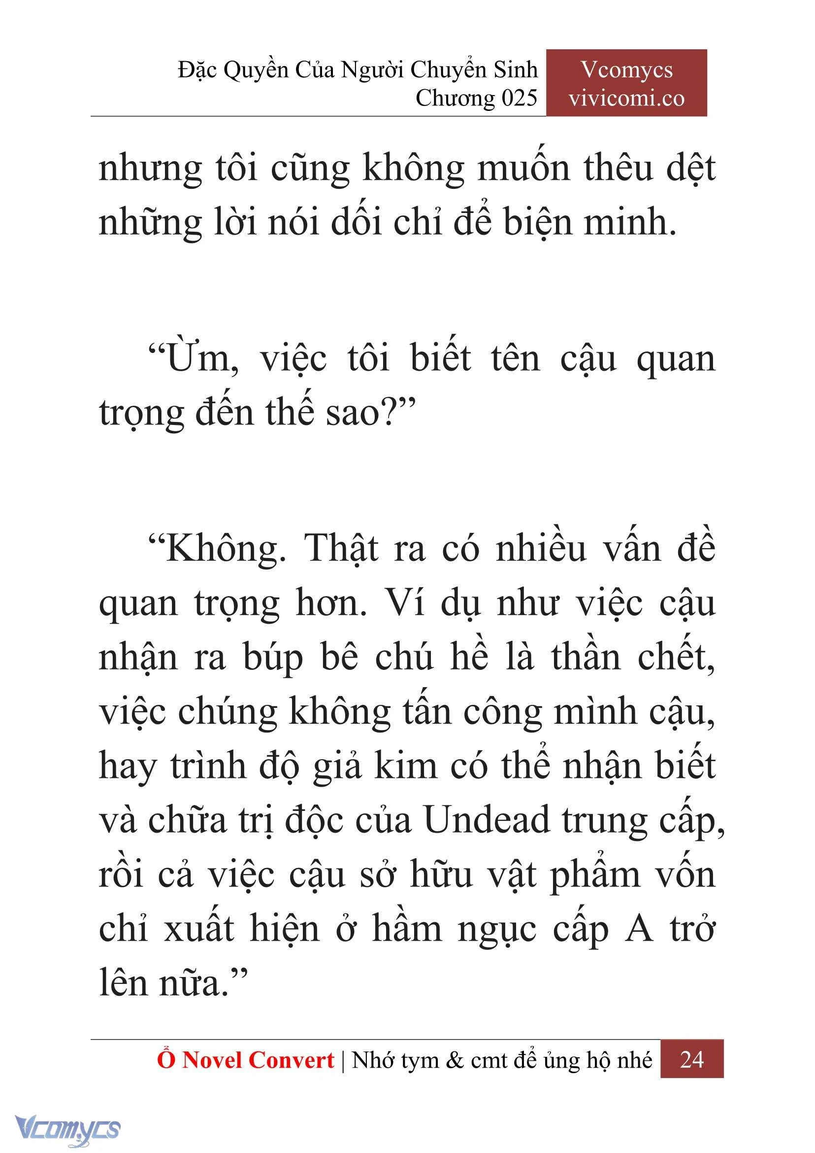 [Novel] Đặc Quyền Của Người Chuyển Sinh Chapter  25 - 26