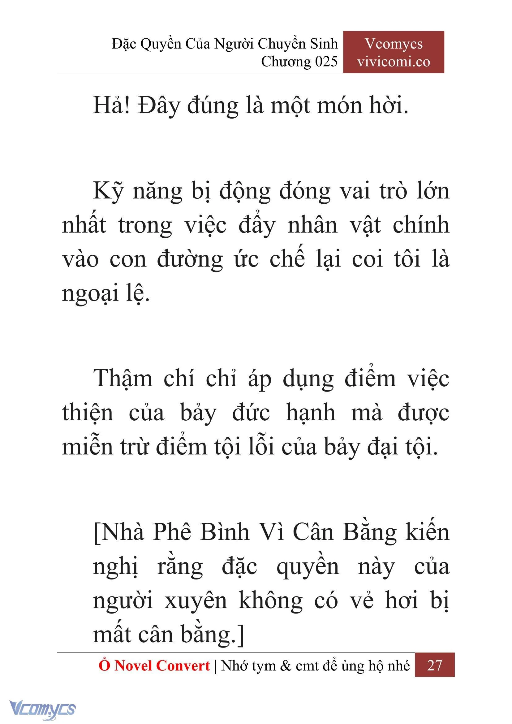 [Novel] Đặc Quyền Của Người Chuyển Sinh Chapter  25 - 29