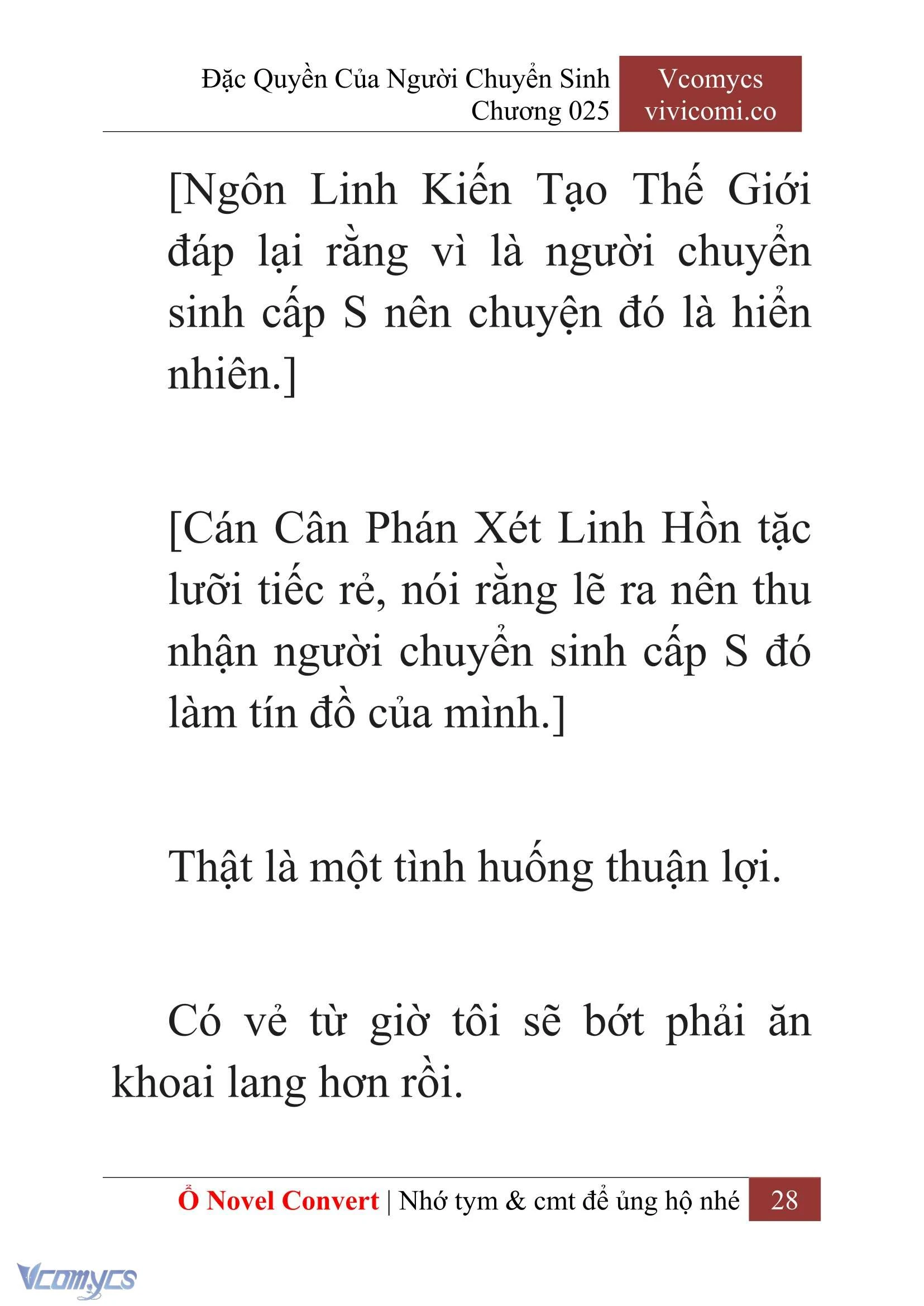 [Novel] Đặc Quyền Của Người Chuyển Sinh Chapter  25 - 30