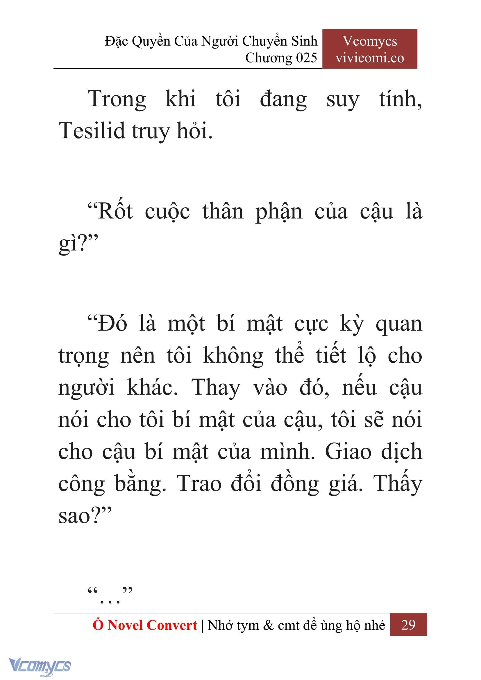 [Novel] Đặc Quyền Của Người Chuyển Sinh Chapter  25 - 31